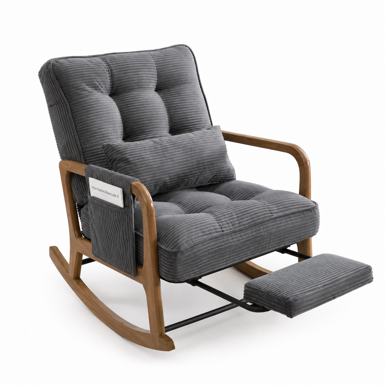 MIRA - Rocking chair velours & bois