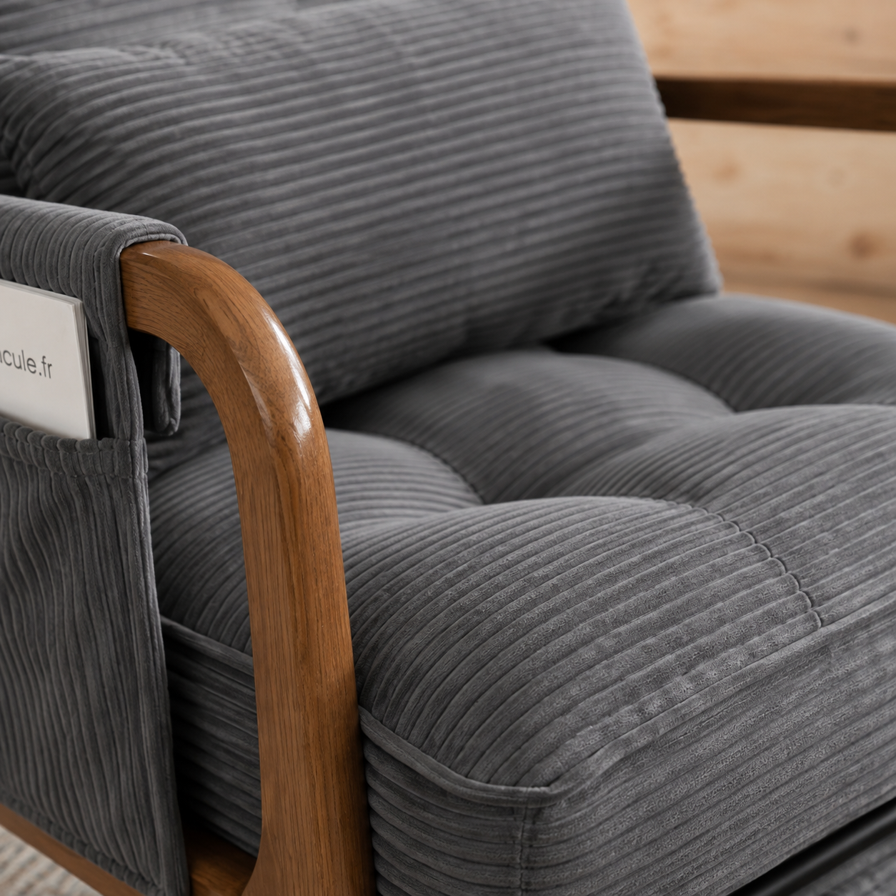 MIRA - Rocking chair velours & bois