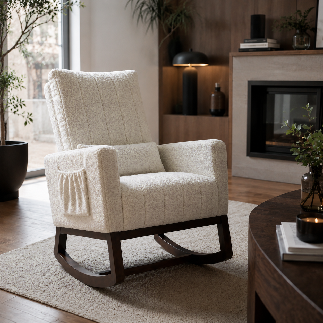 LOLA - Rocking chair flanelle neige