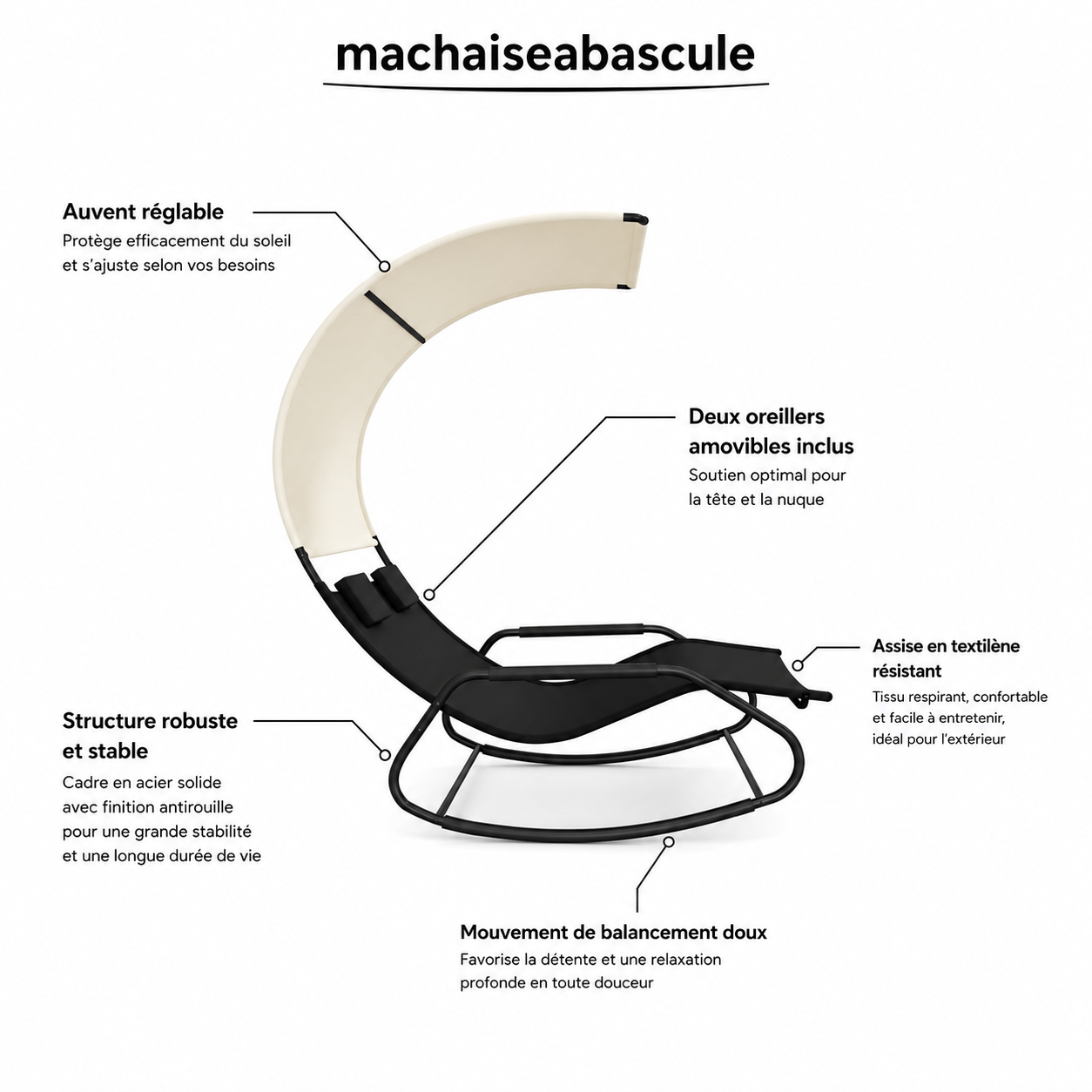 Rocking Chair DEO Duo & Auvent intégré