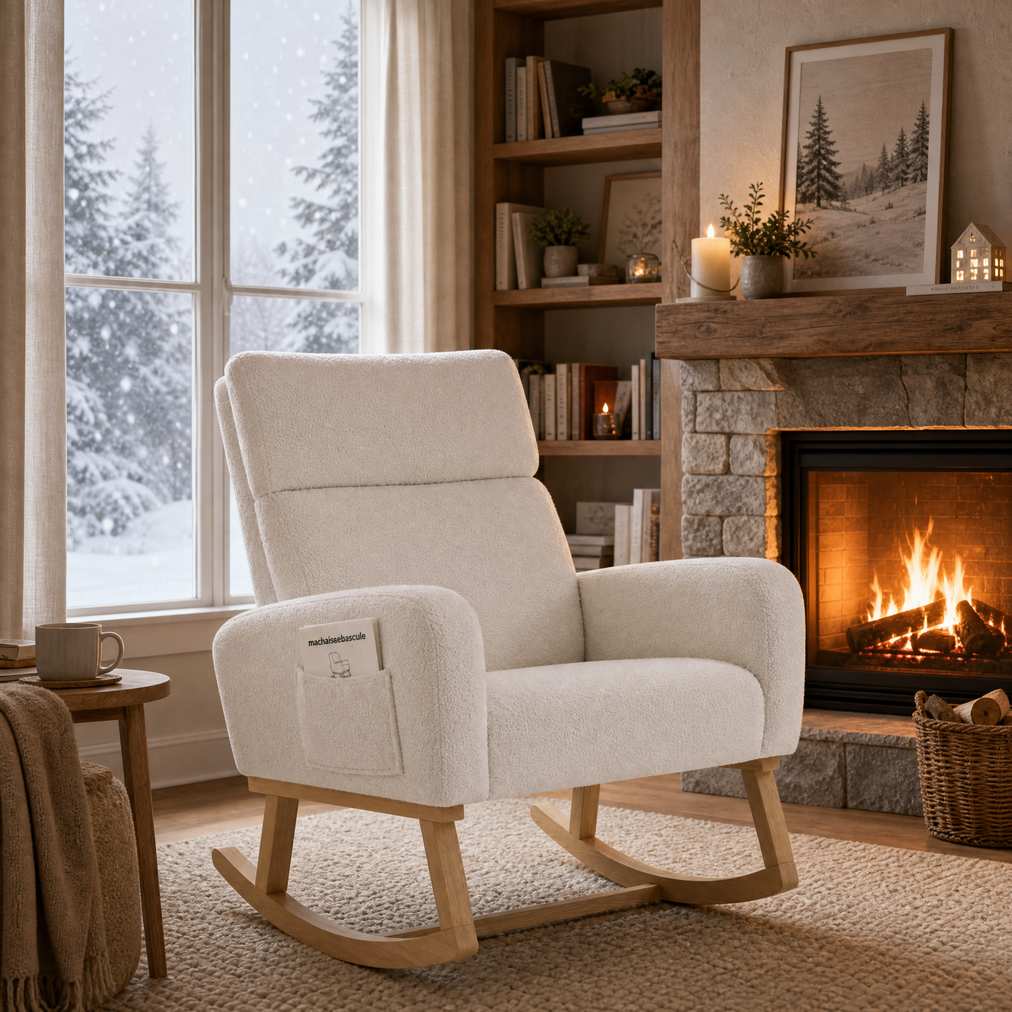 Rocking Chair DOVA en tissu polaire