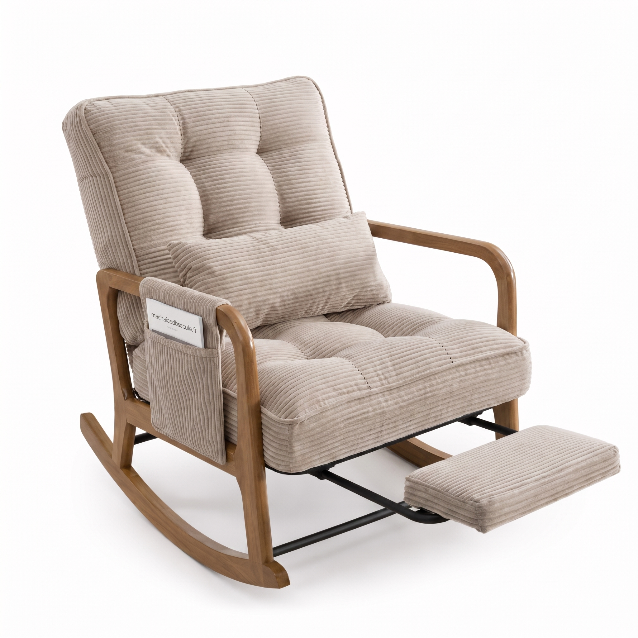 MIRA - Rocking chair velours & bois