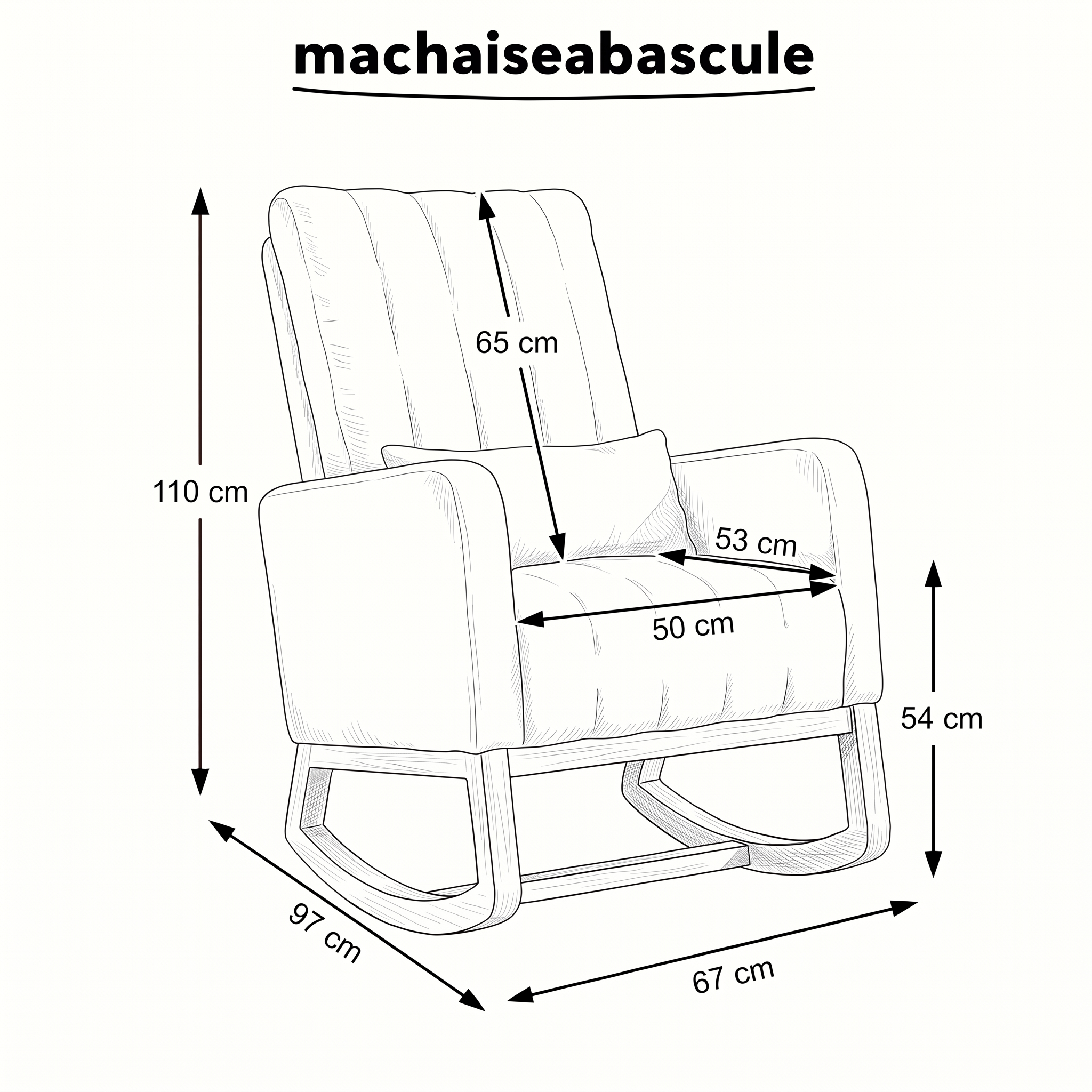 LOLA - Rocking chair flanelle neige