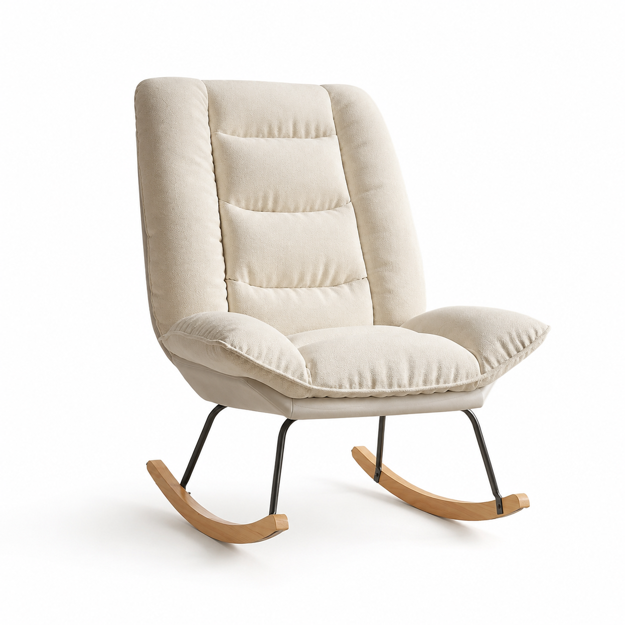Rocking Chair LINO en tissu lin – vue de face