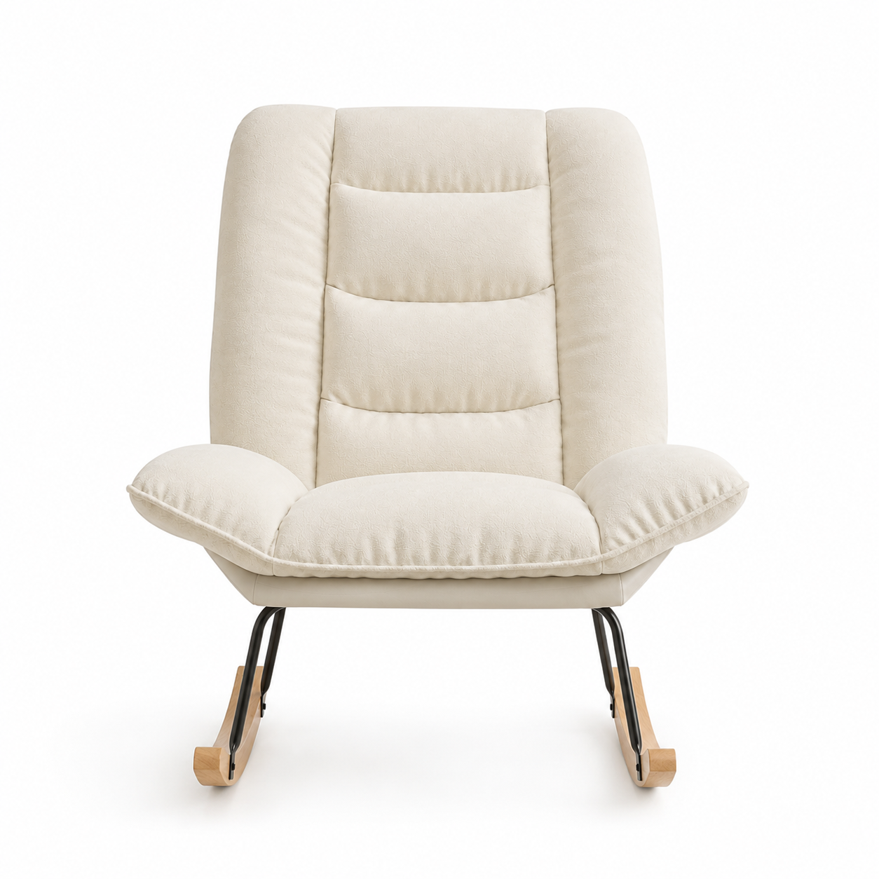 Rocking Chair LINO en tissu lin – vue de profil