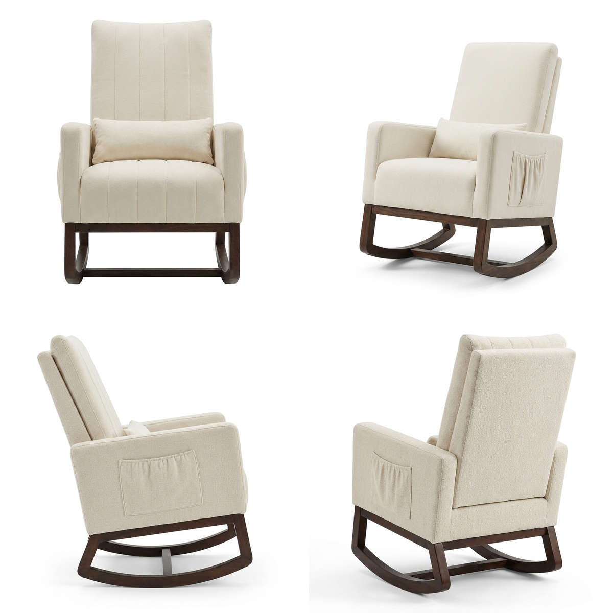 LOLA - Rocking chair flanelle neige