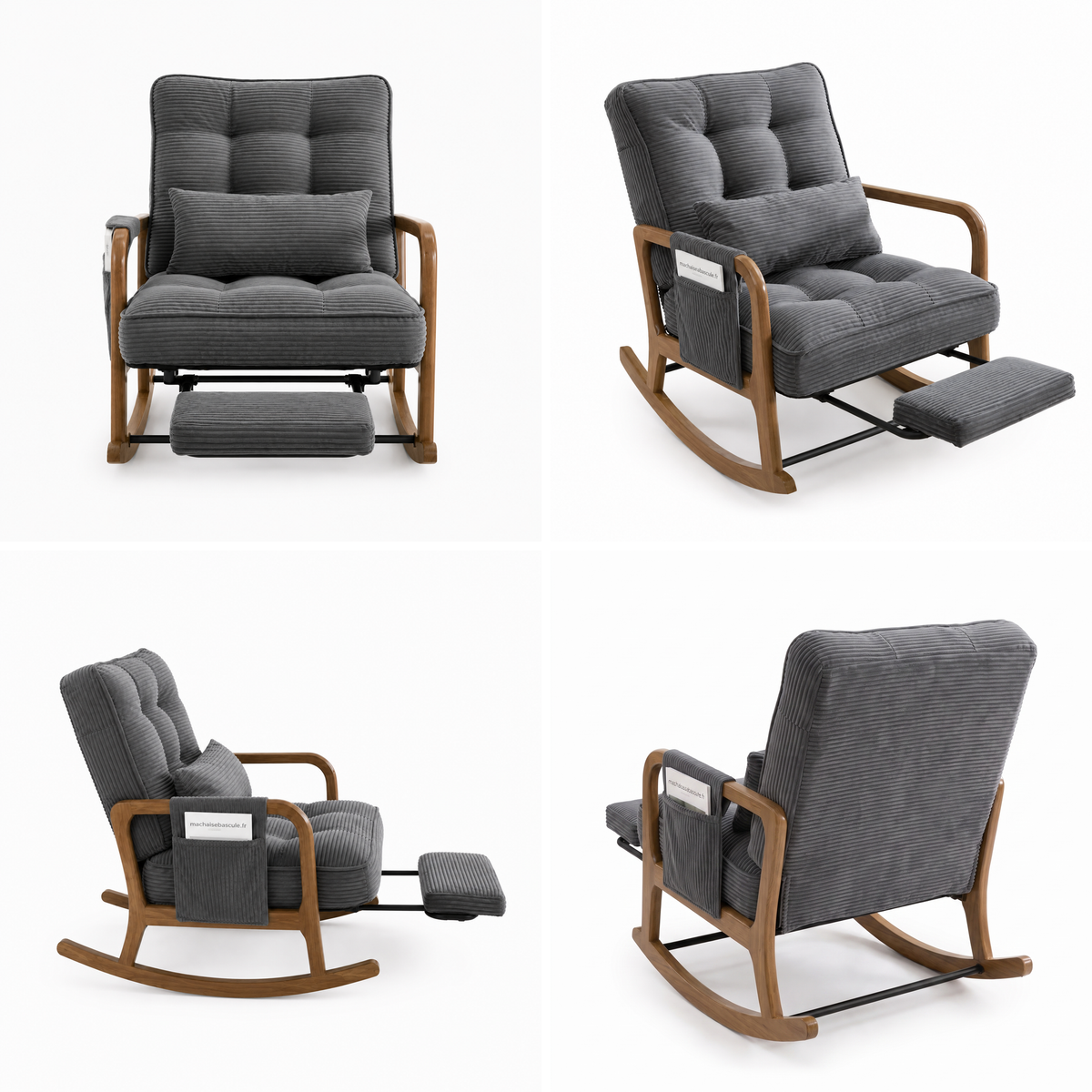 MIRA - Rocking chair velours & bois