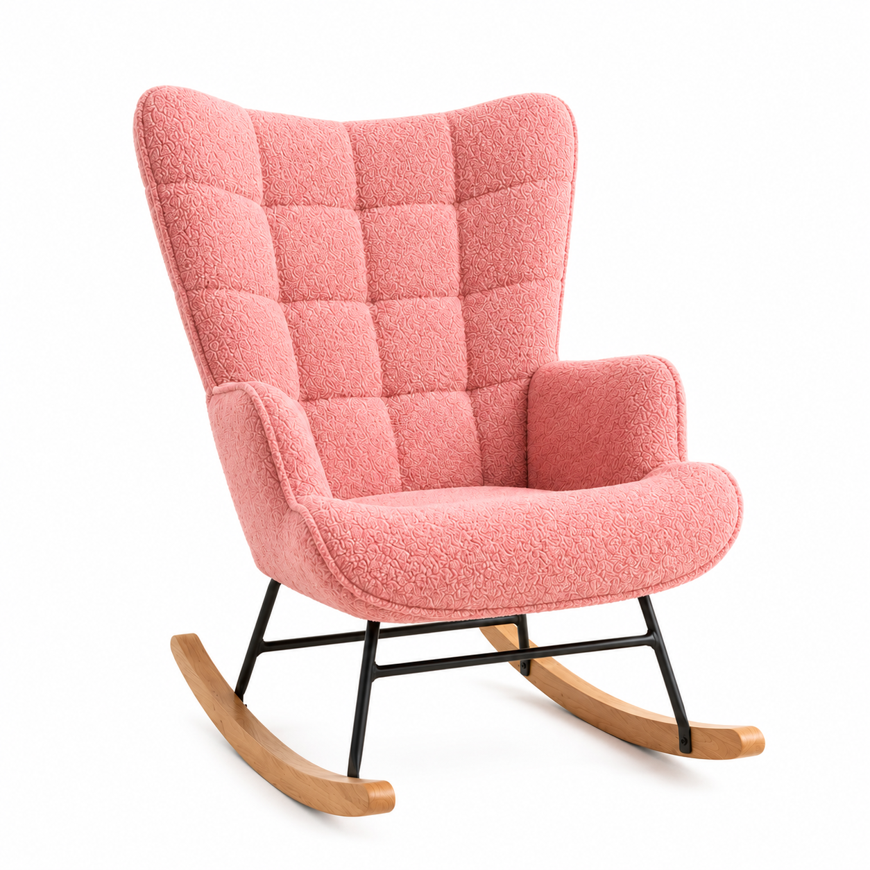 Rocking Chair NEVA en tissu teddy – vue d'ambiance