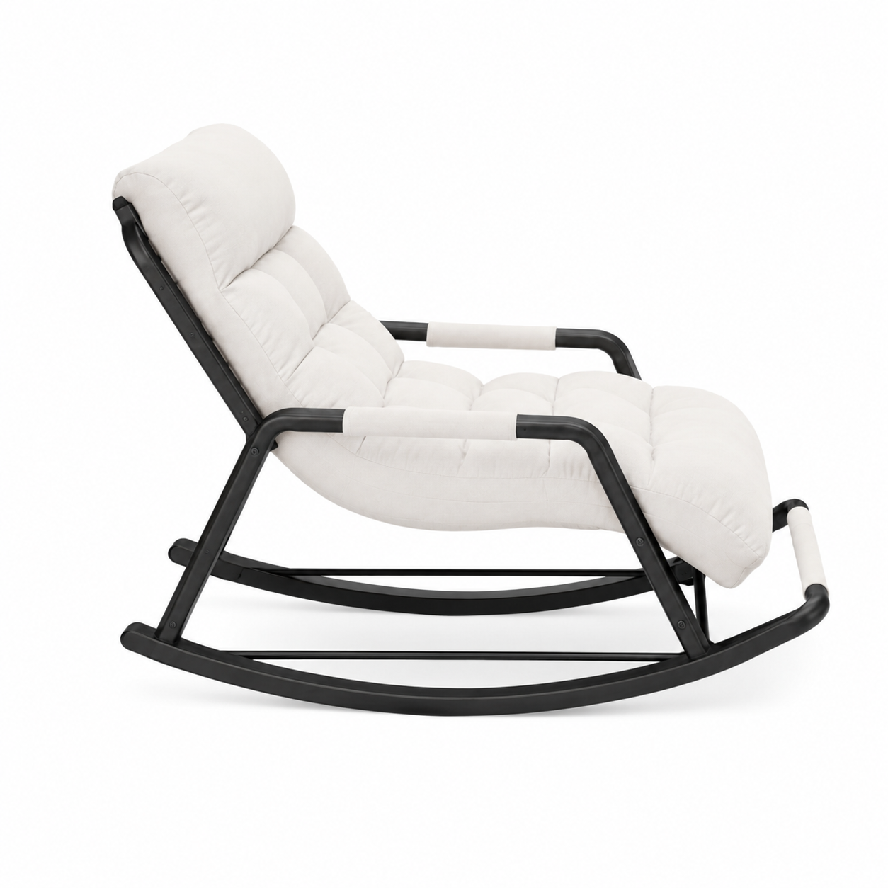 Rocking Chair OKLO en tissu capitonné – vue arrière