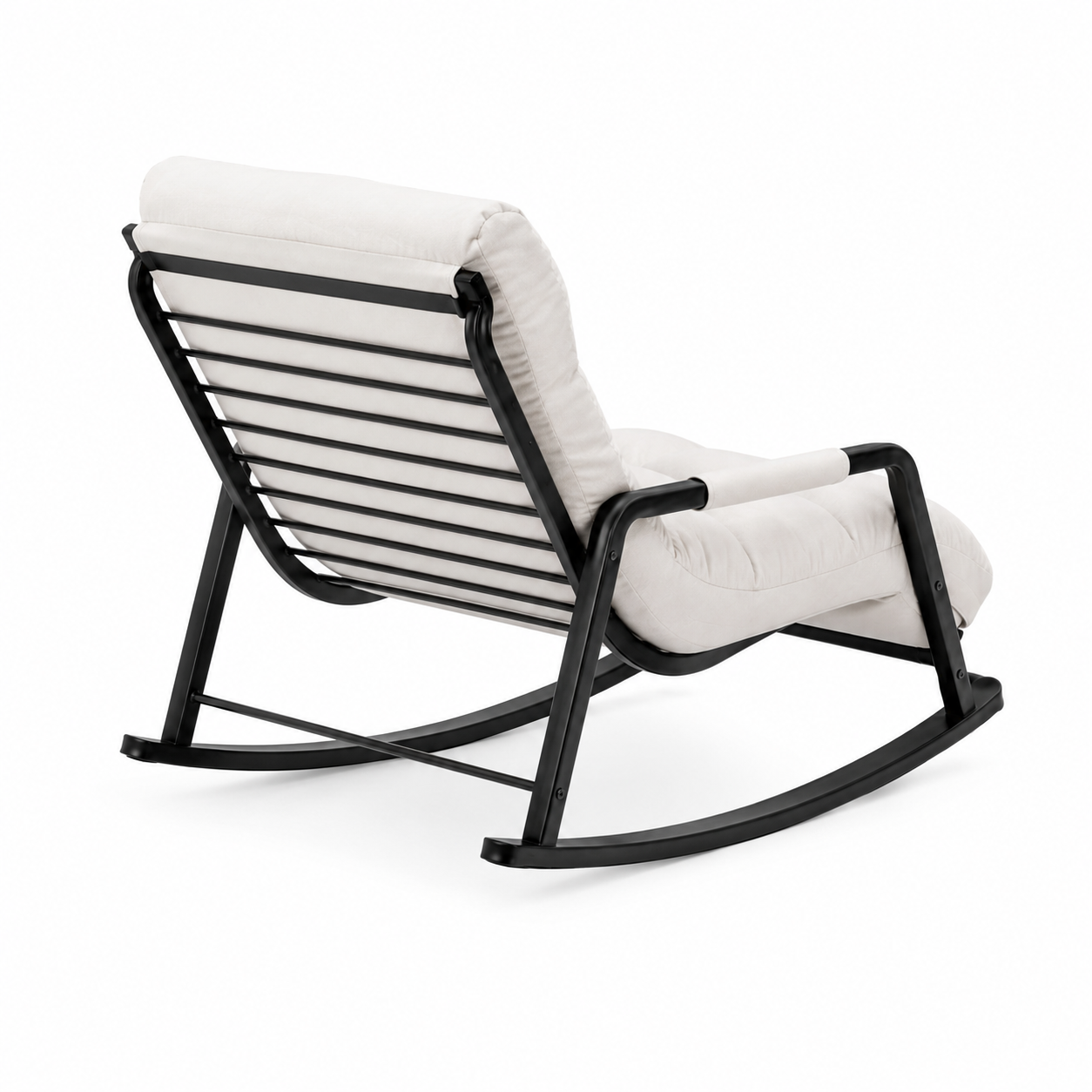 Rocking Chair OKLO en tissu capitonné – détail de l'assise