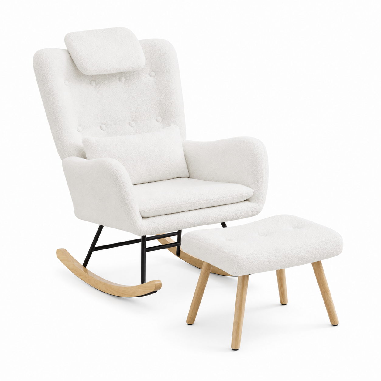 Rocking Chair ALBA en tissu teddy