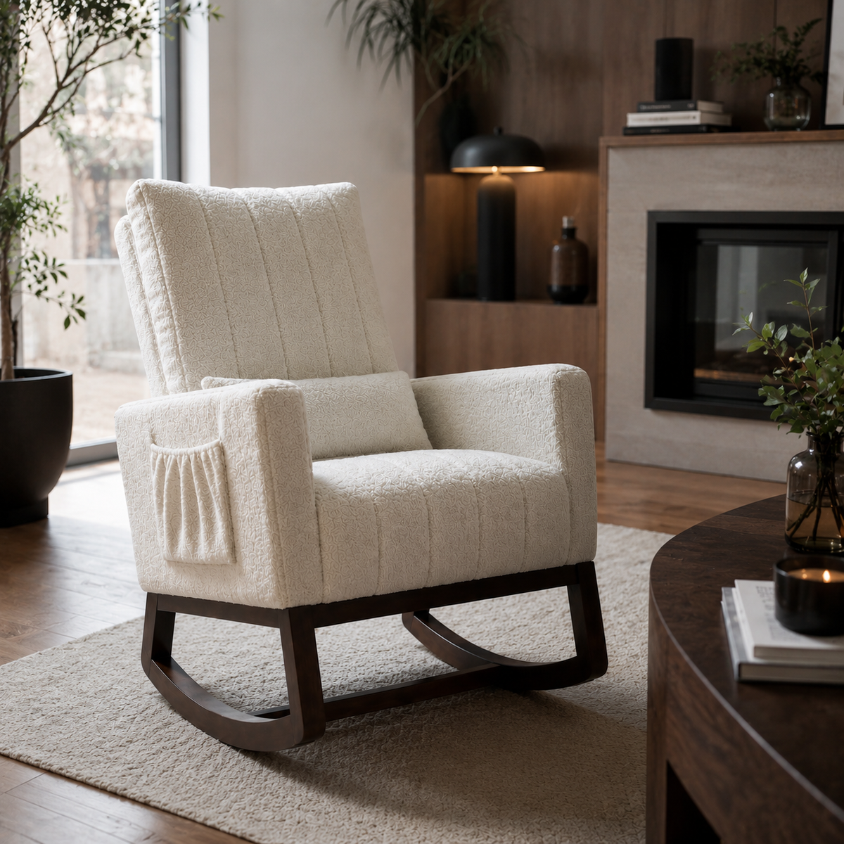 LOLA - Rocking chair flanelle neige