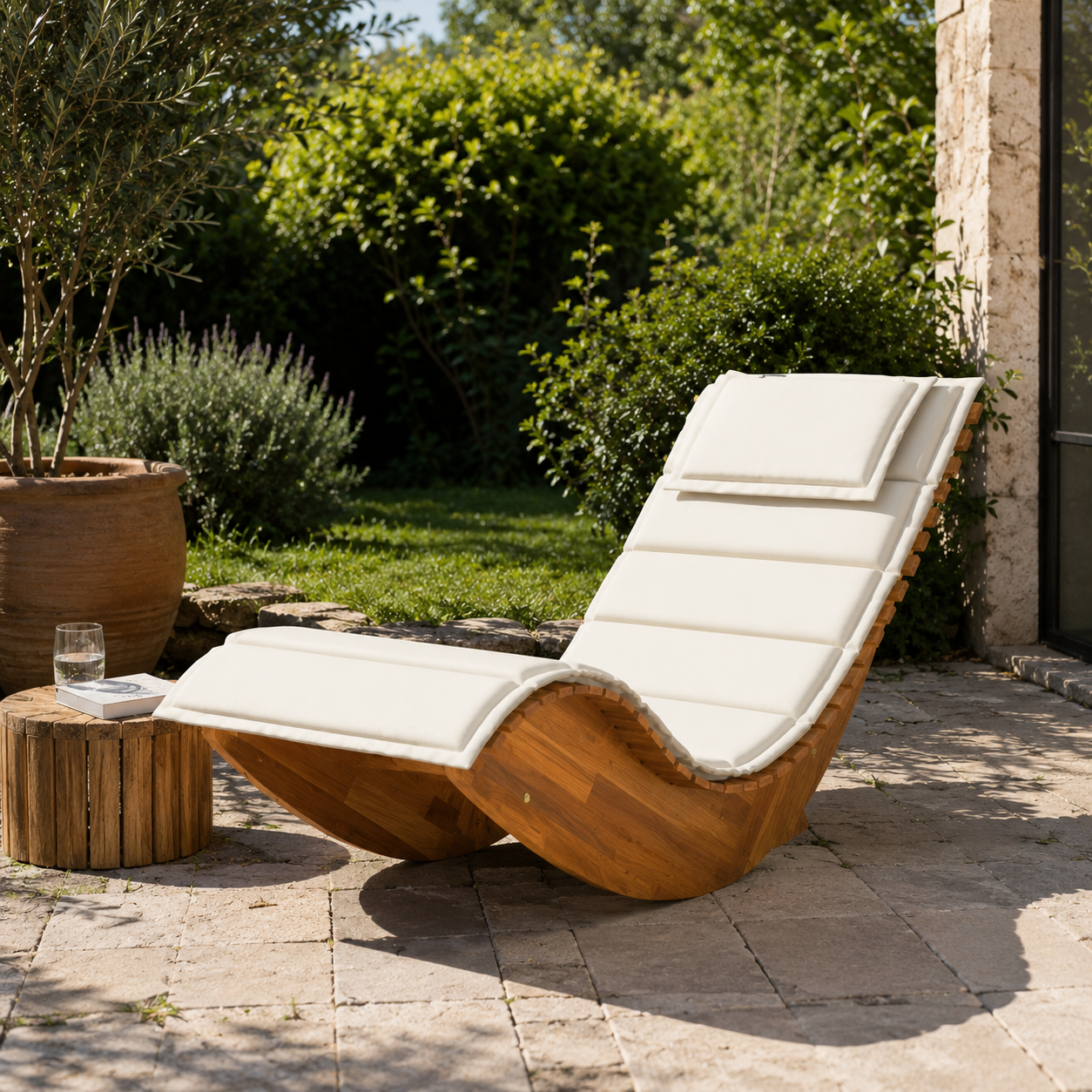 Rocking Chair BEA en avant allongé en Bois d'Acacia