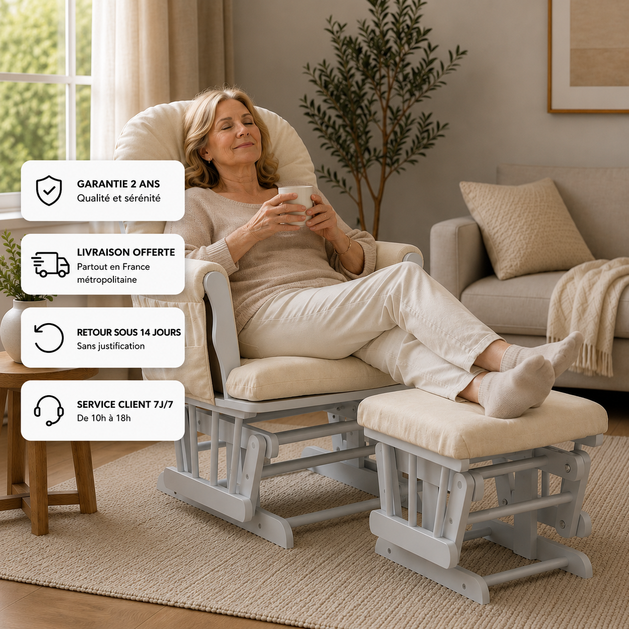 Rocking Chair FUNA avec repose-pied
