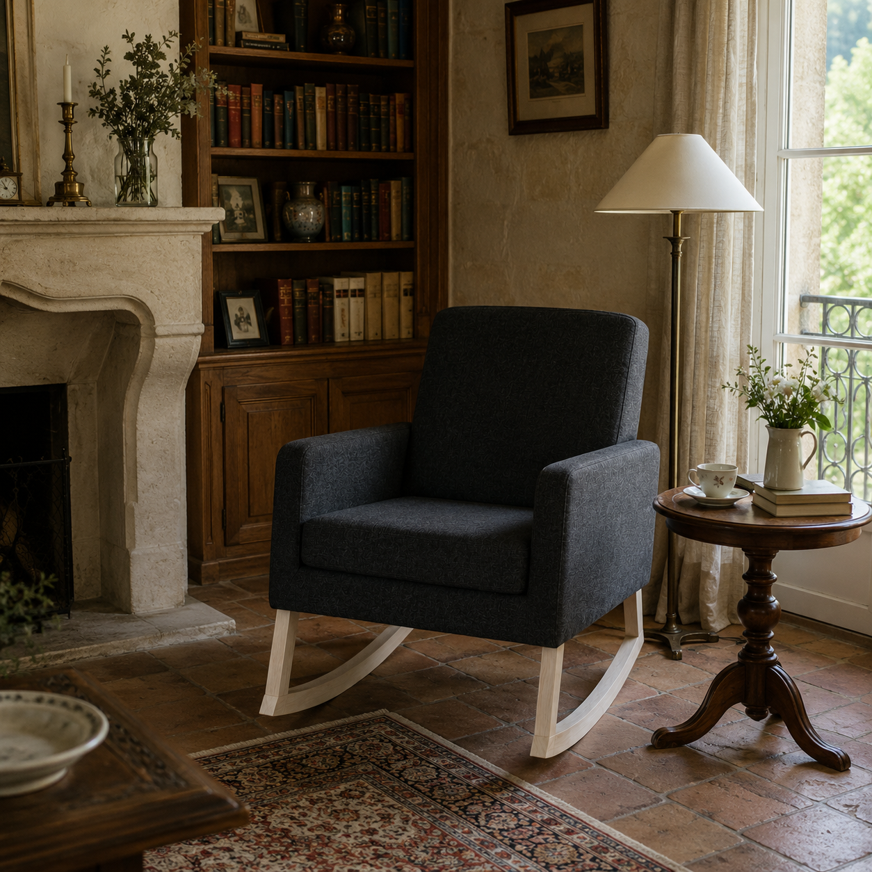 Rocking Chair AKAU tissu compact et bois massif