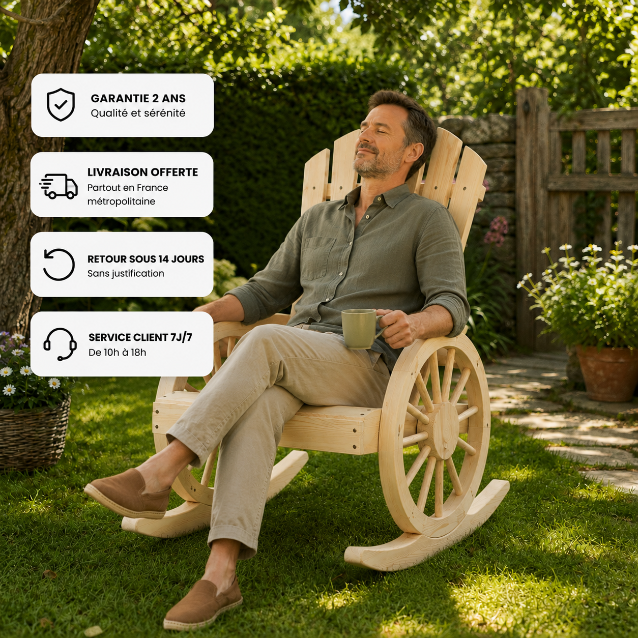 Rocking Chair WOODY en bois de sapin