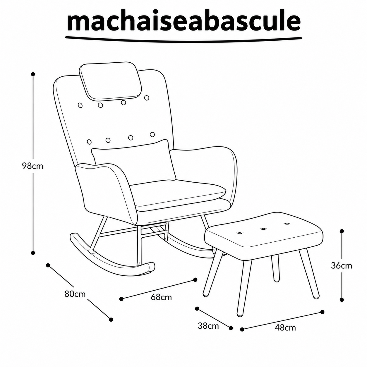 Rocking Chair ALBA en tissu teddy