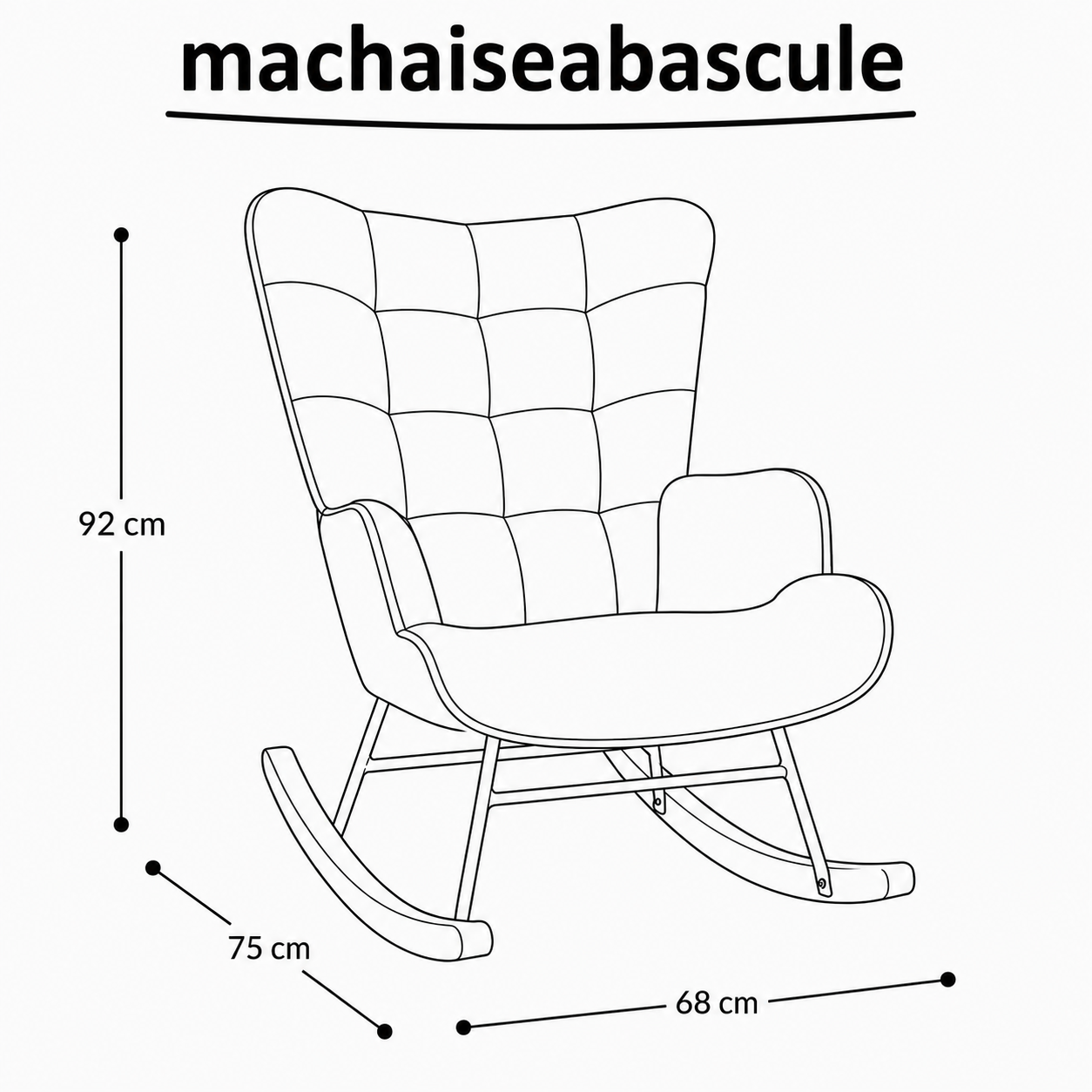Rocking Chair NEVA en tissu teddy