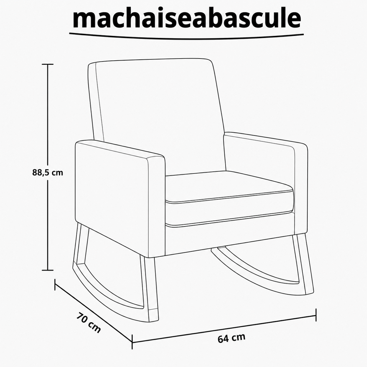 Rocking Chair AKAU tissu compact et bois massif