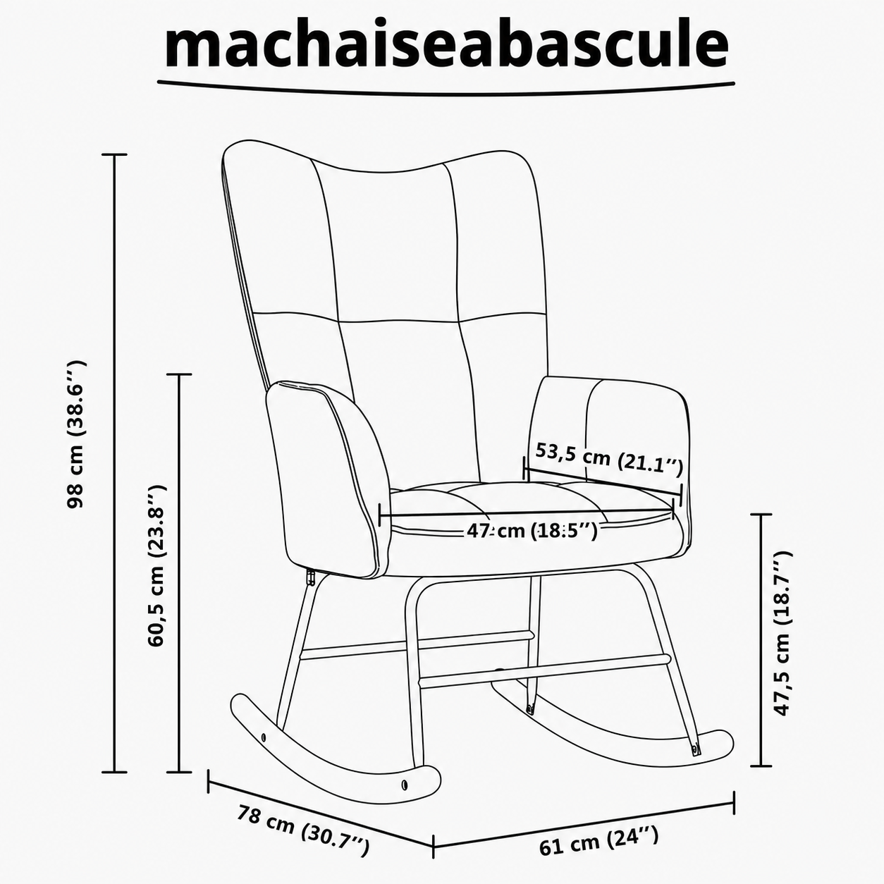 Rocking Chair NUA Tissu velours et bois massif