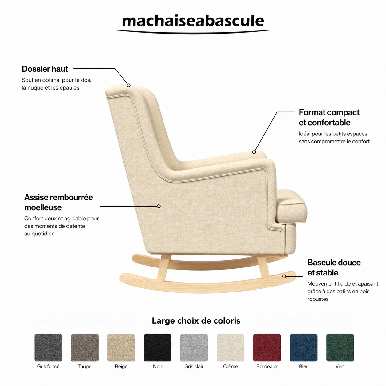 Rocking Chair BULA Tissu & Bois