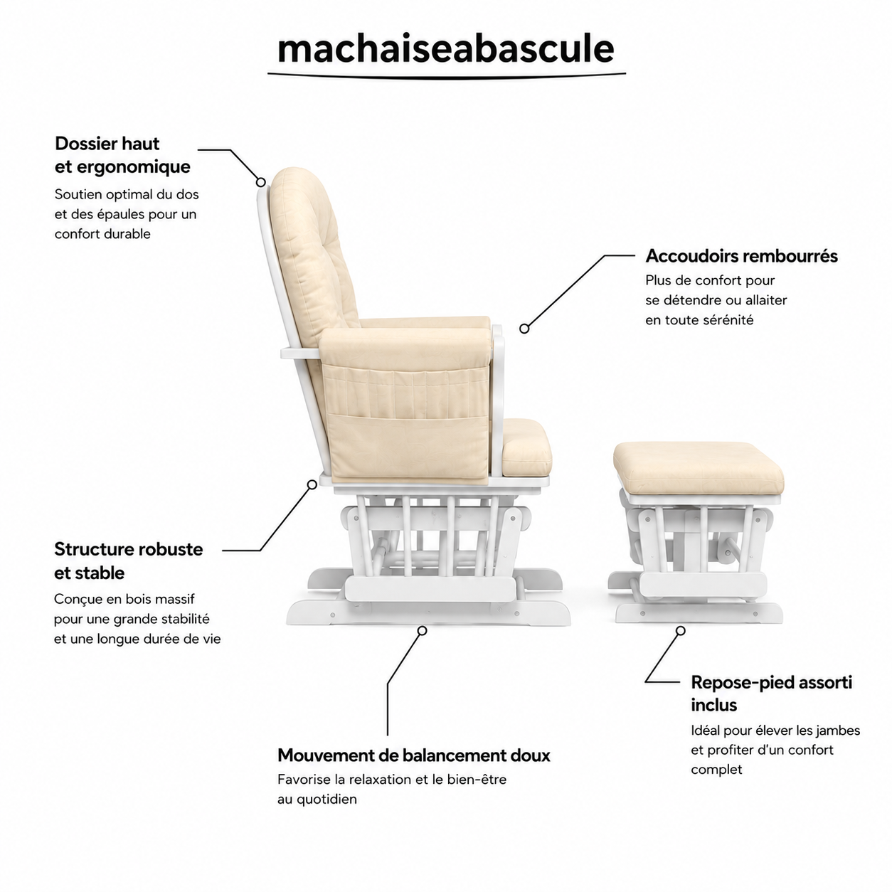 Rocking Chair FUNA avec repose-pied