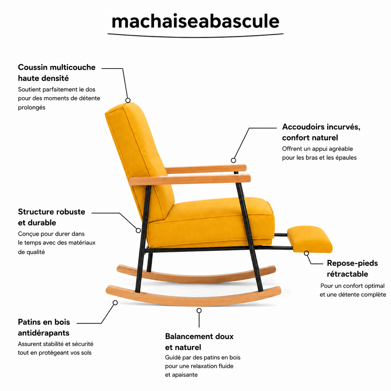Rocking Chair YELO en coton-lin