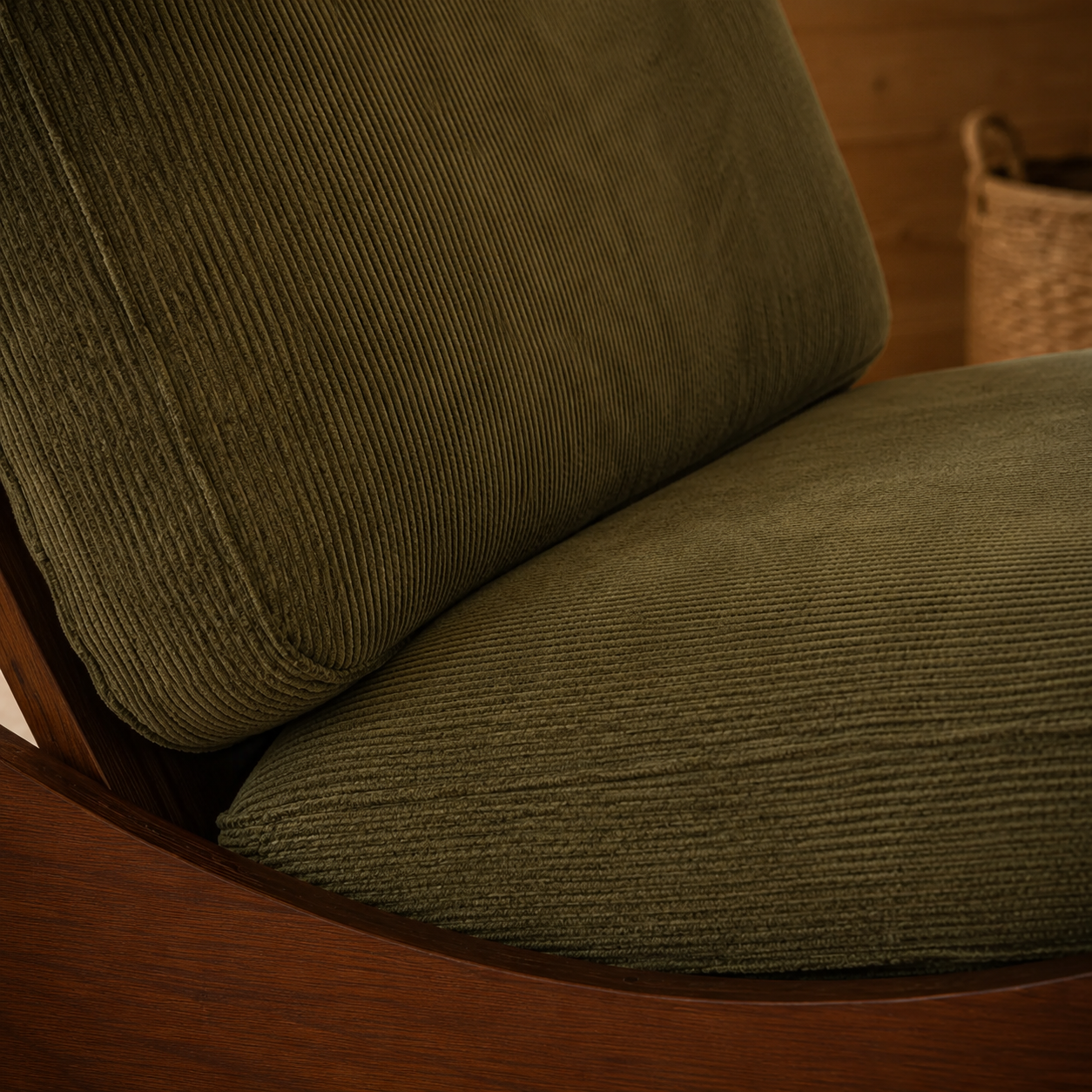 Rocking Chair KANO en velours côtelé & bois massif