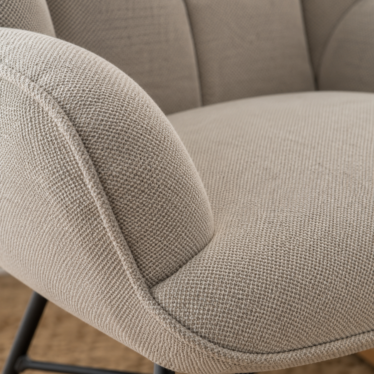 Rocking Chair NEVA en tissu teddy