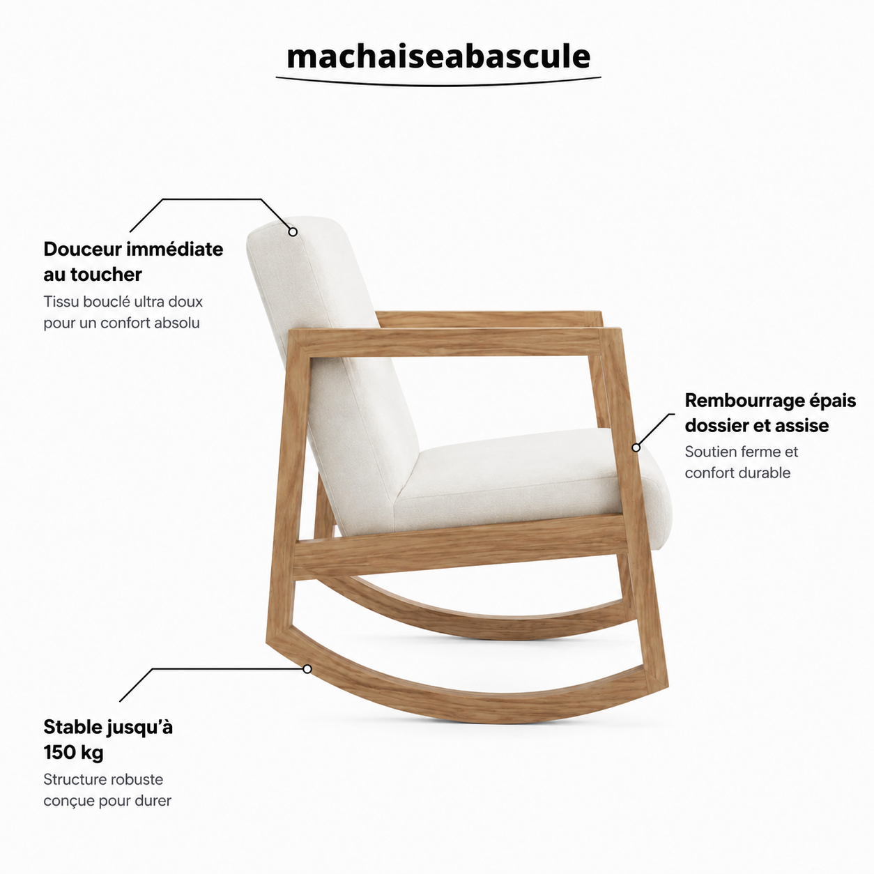 Rocking Chair SVEN en tissu bouclé