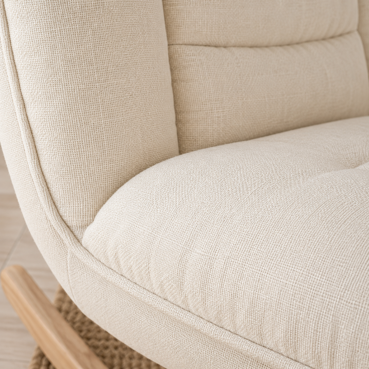 Rocking Chair LINO en tissu lin