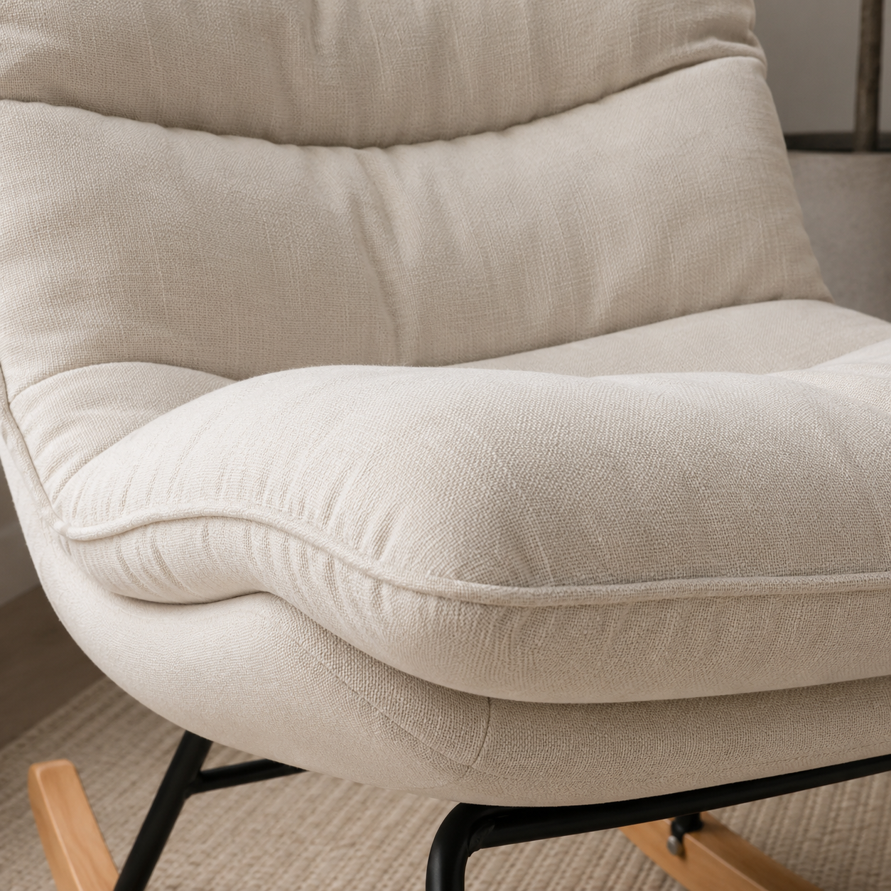 Rocking Chair MELO en tissu lin
