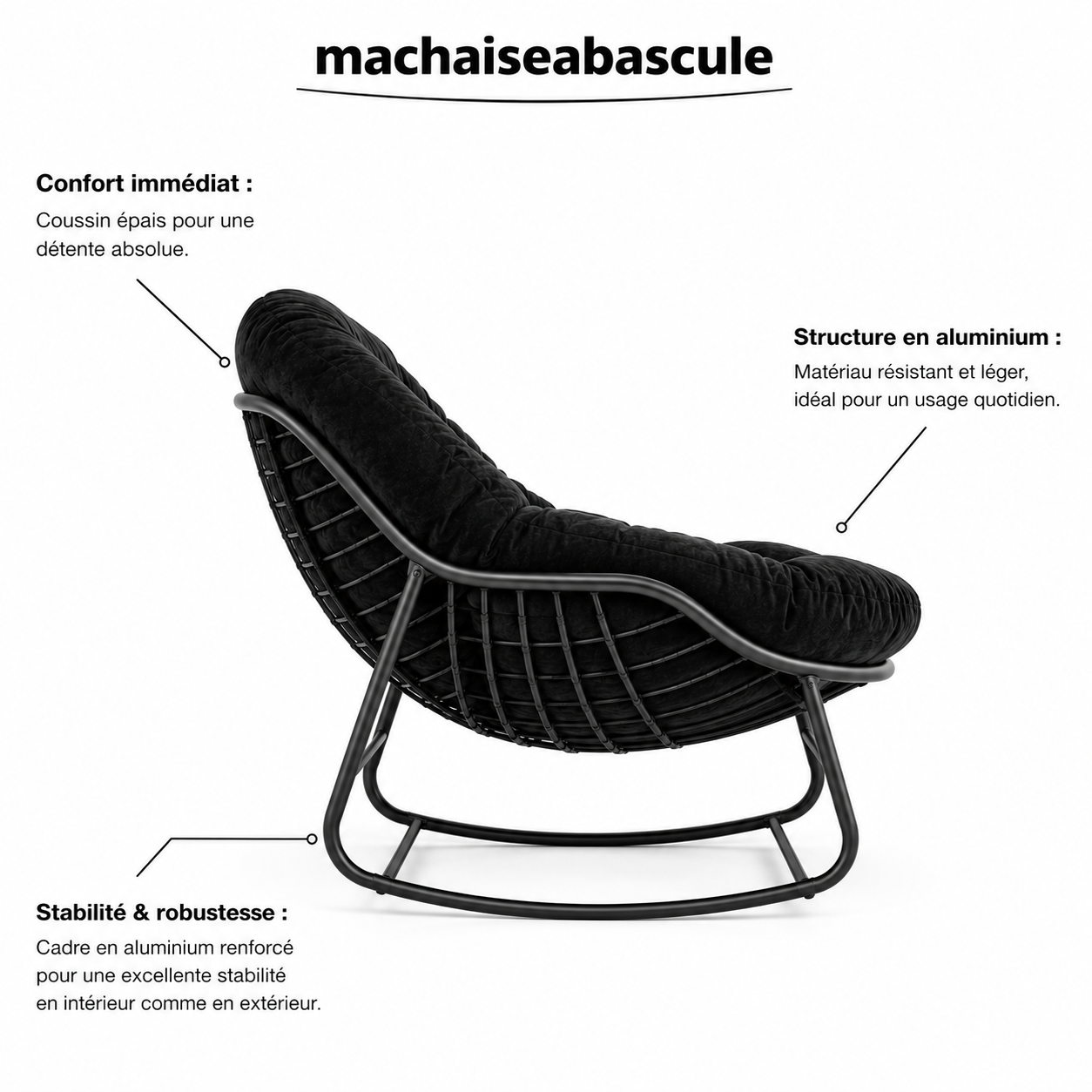 Rocking Chair OVIA Moelleux en métal