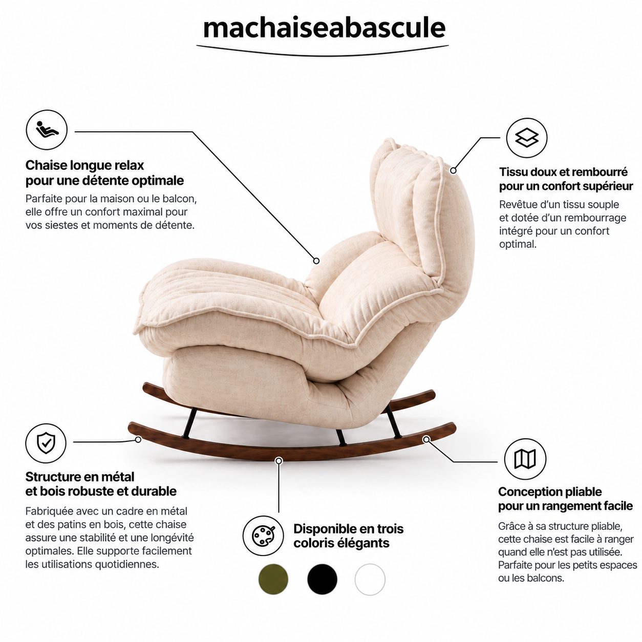 ROVA - Rocking chair tissu