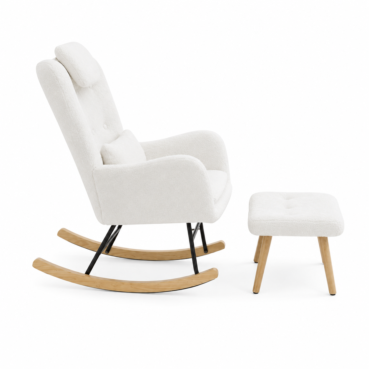 Rocking Chair ALBA en tissu teddy