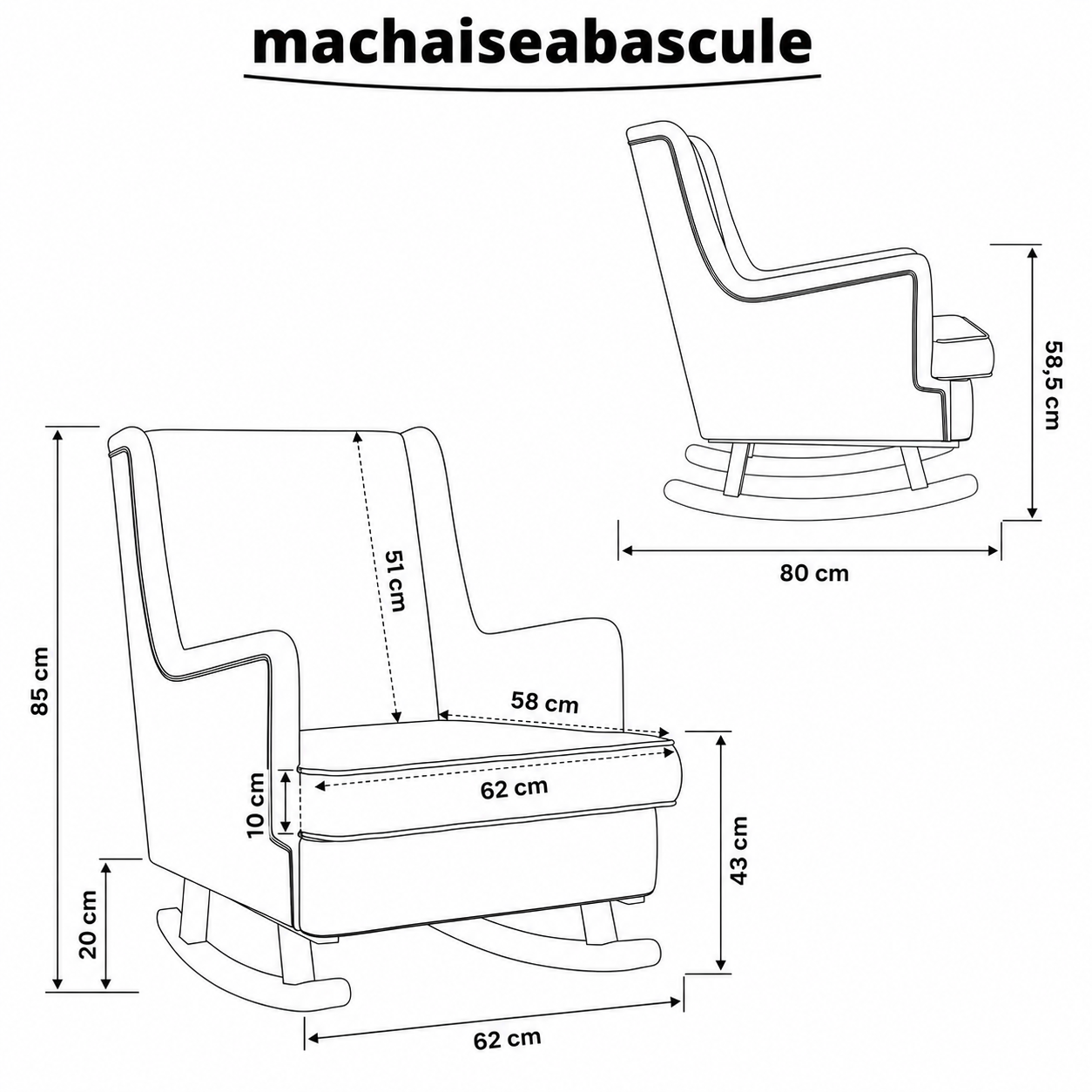 Rocking Chair BULA Tissu & Bois