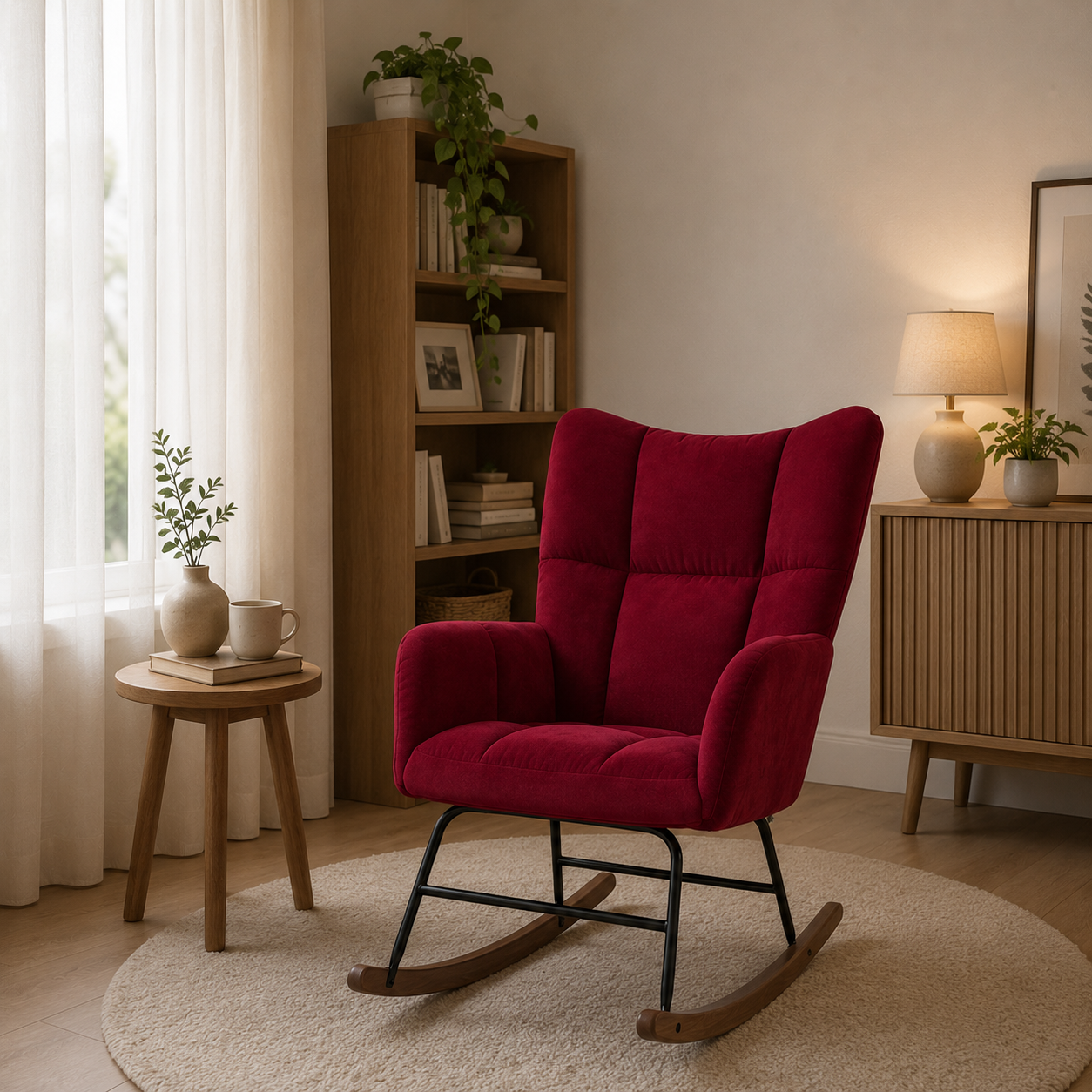 Rocking Chair NUA Tissu velours et bois massif