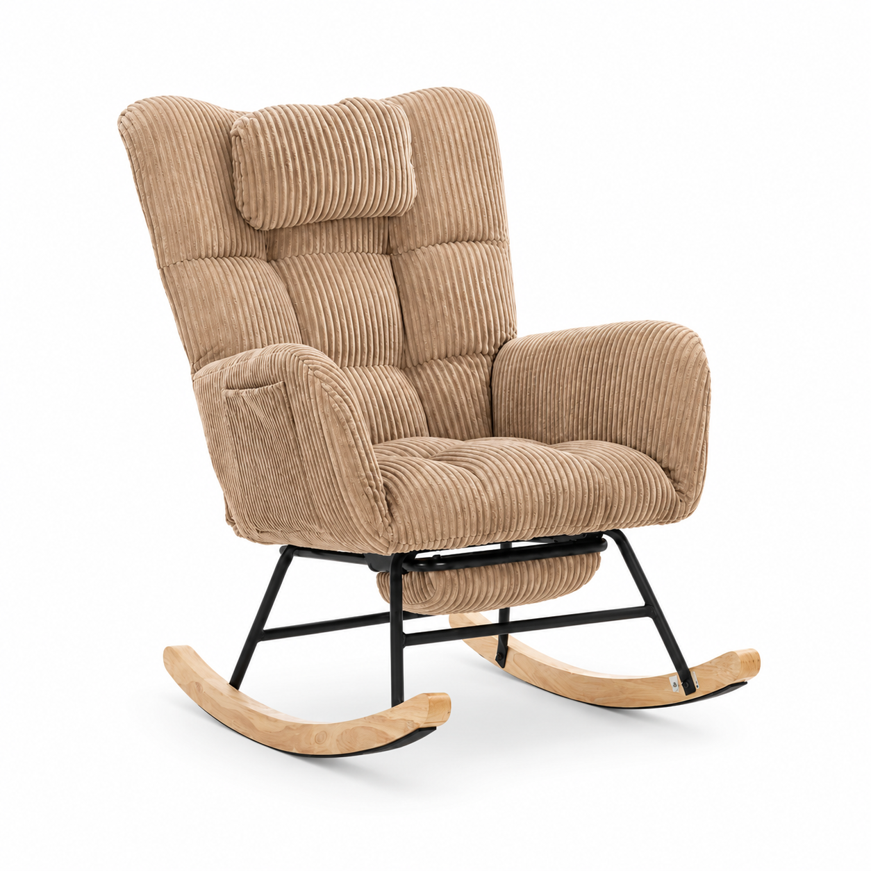 Rocking Chair CORDY en velours côtelé – vue de face