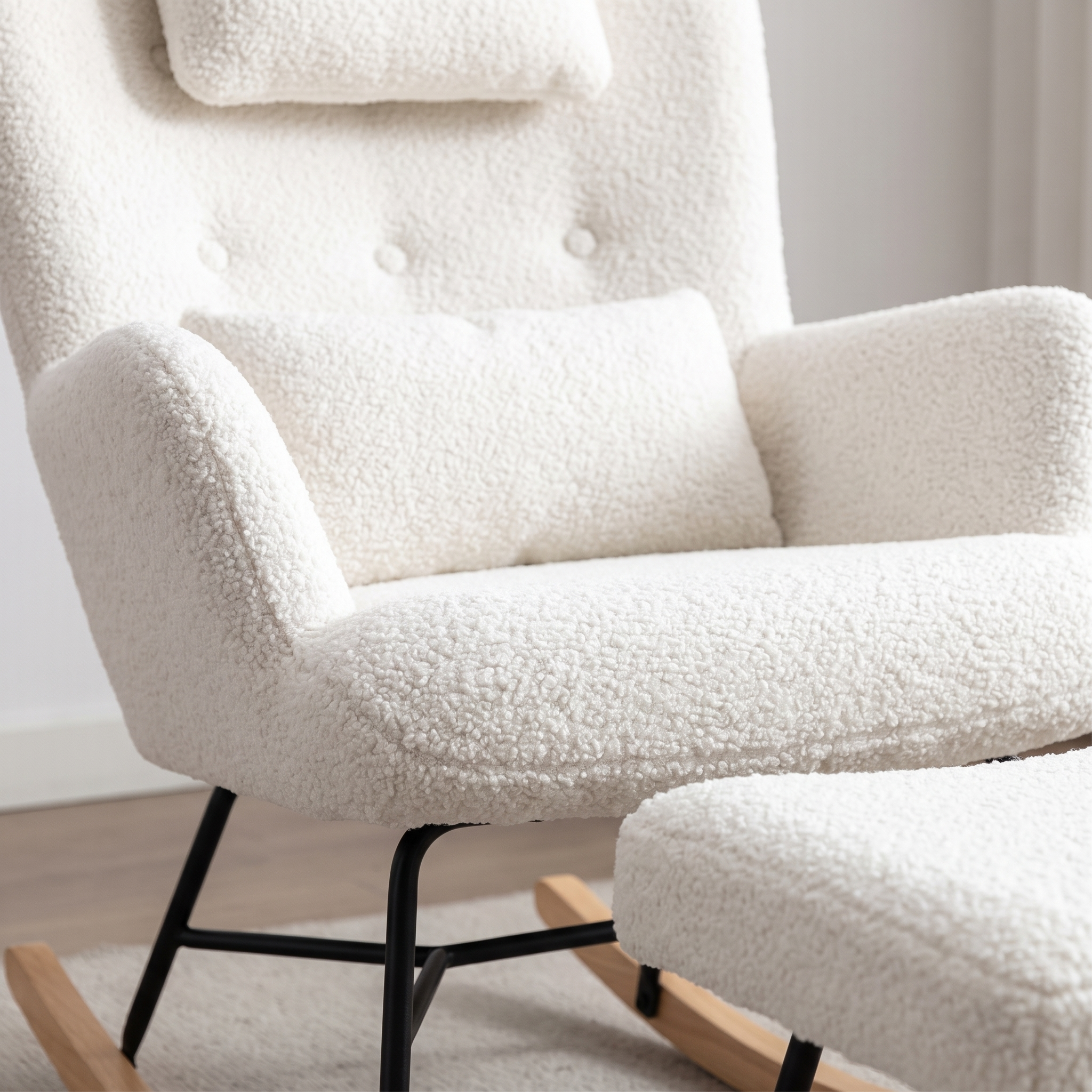 Rocking Chair ALBA en tissu teddy