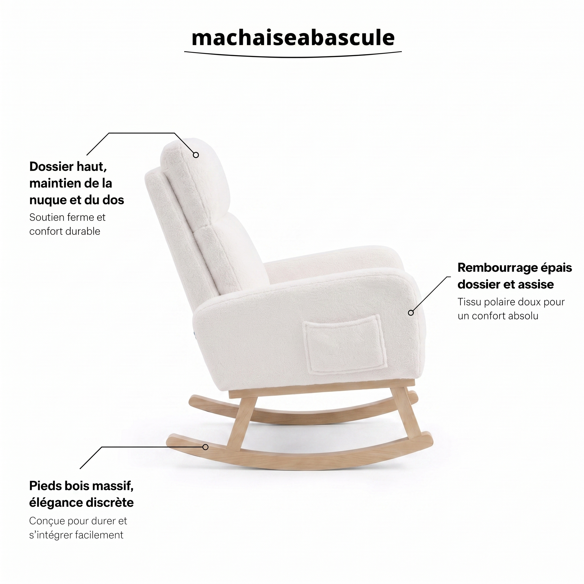 Rocking Chair DOVA en tissu polaire
