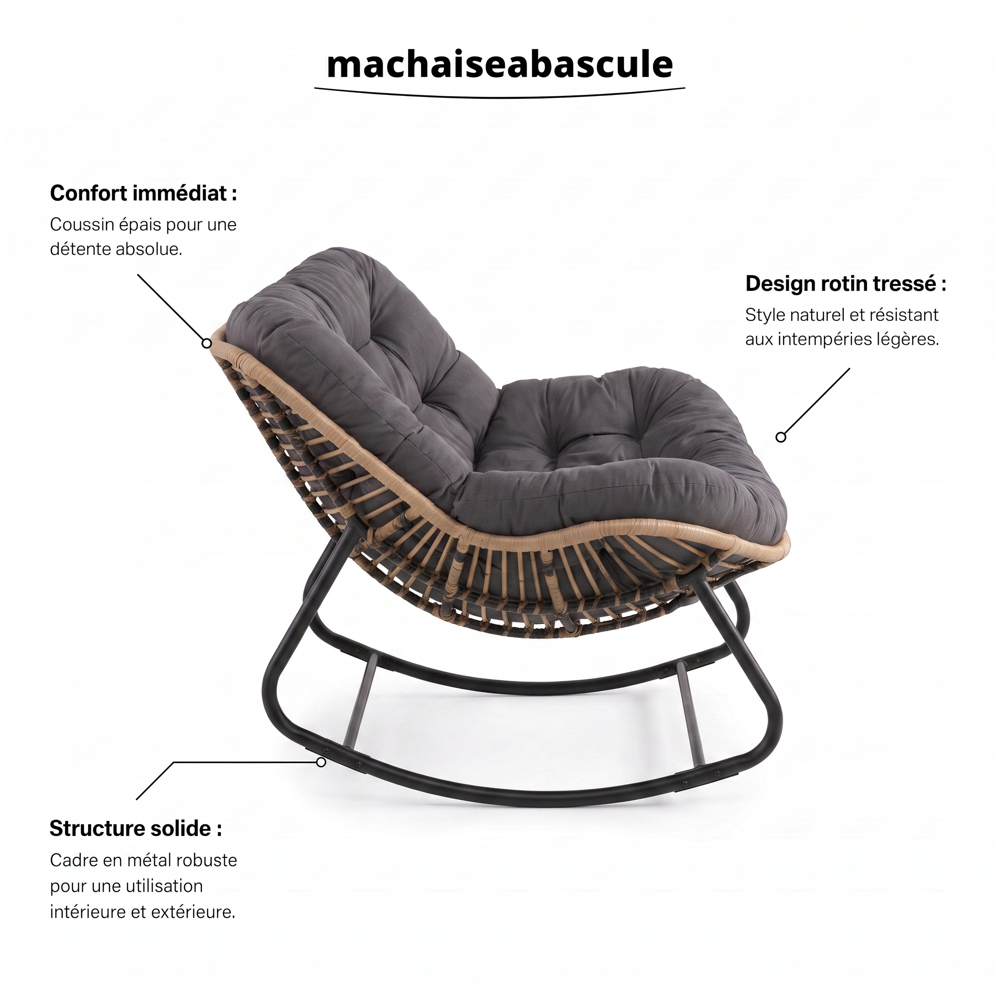 Rocking Chair NIKO en rotin
