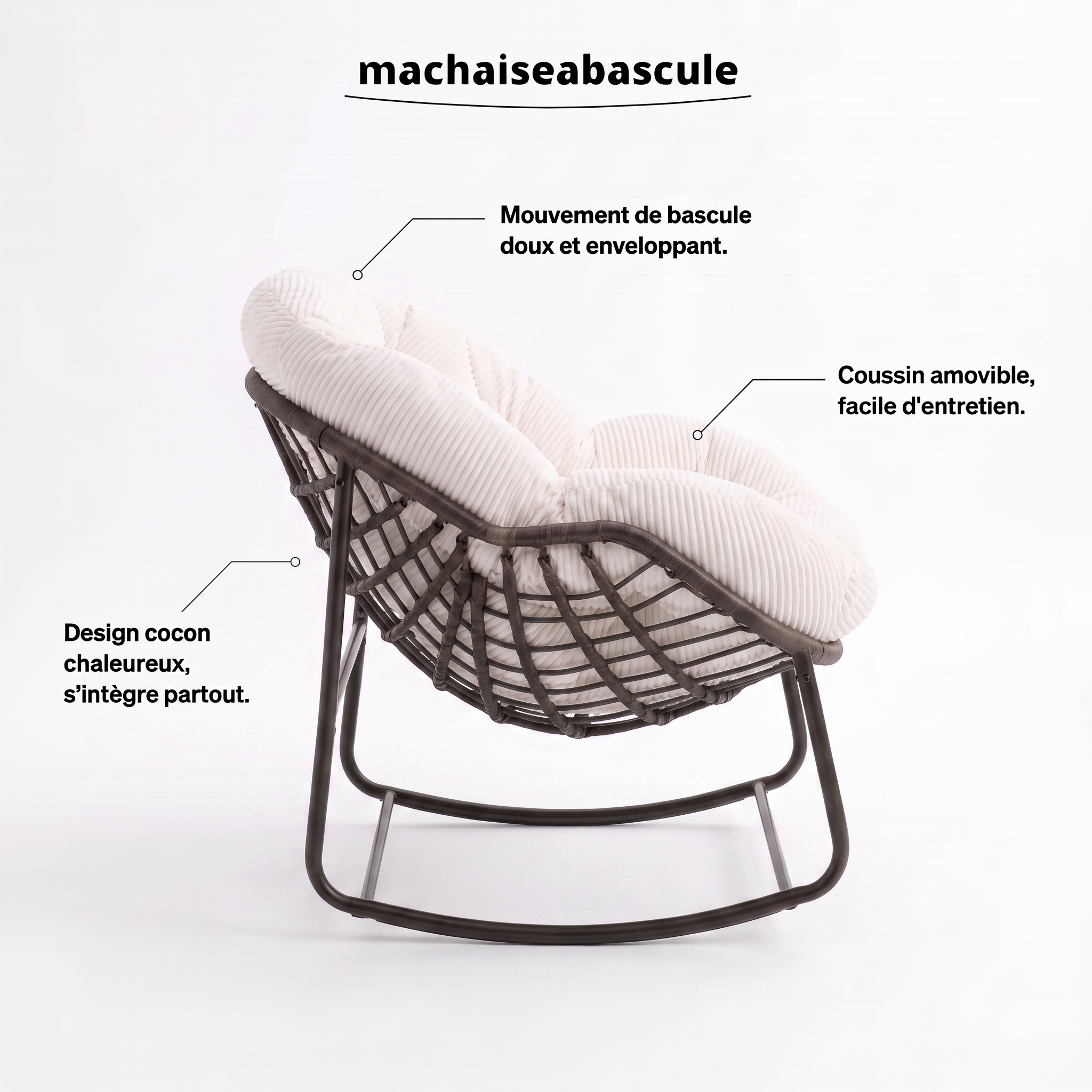 Rocking Chair LUNA en rotin