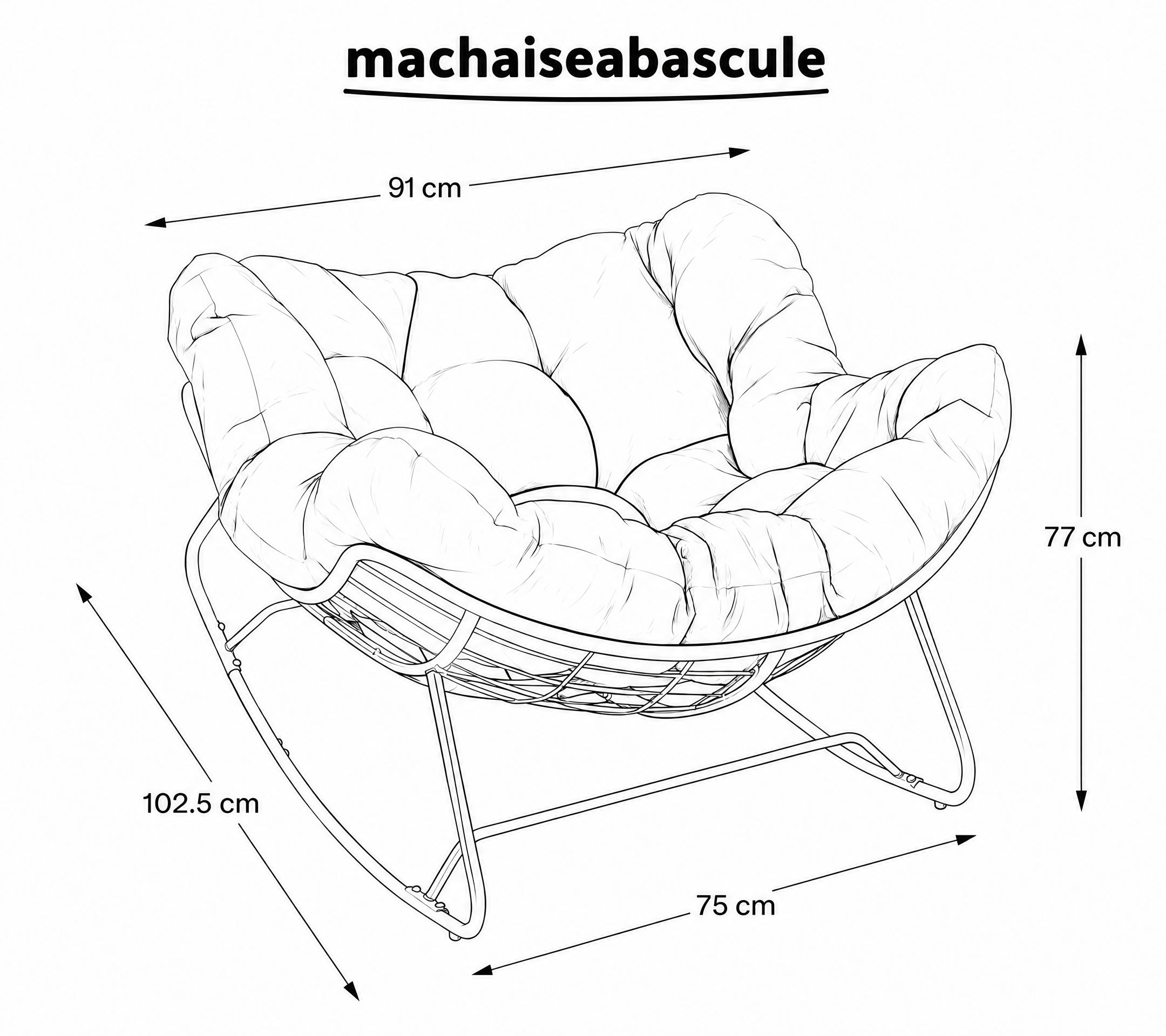Rocking Chair OVIA Moelleux en métal