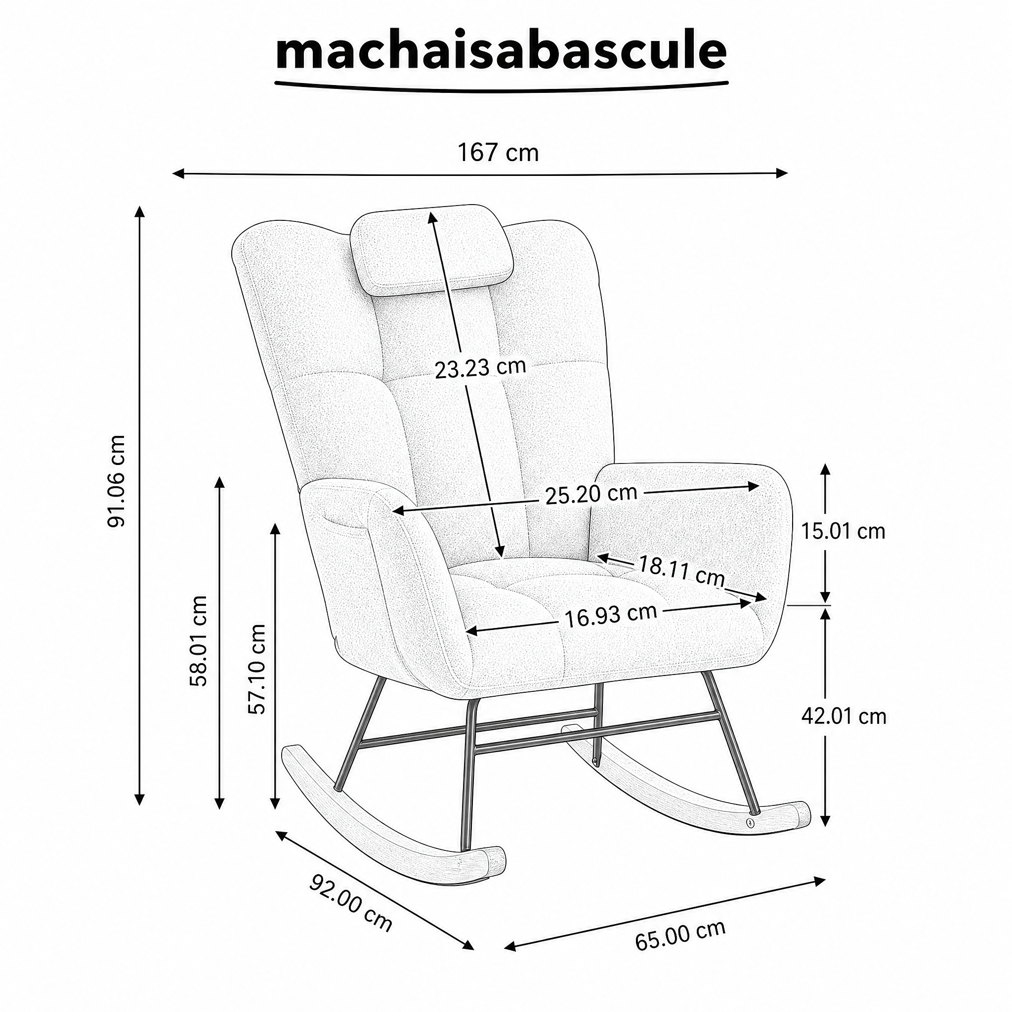 Rocking Chair NUMA en velours côtelé