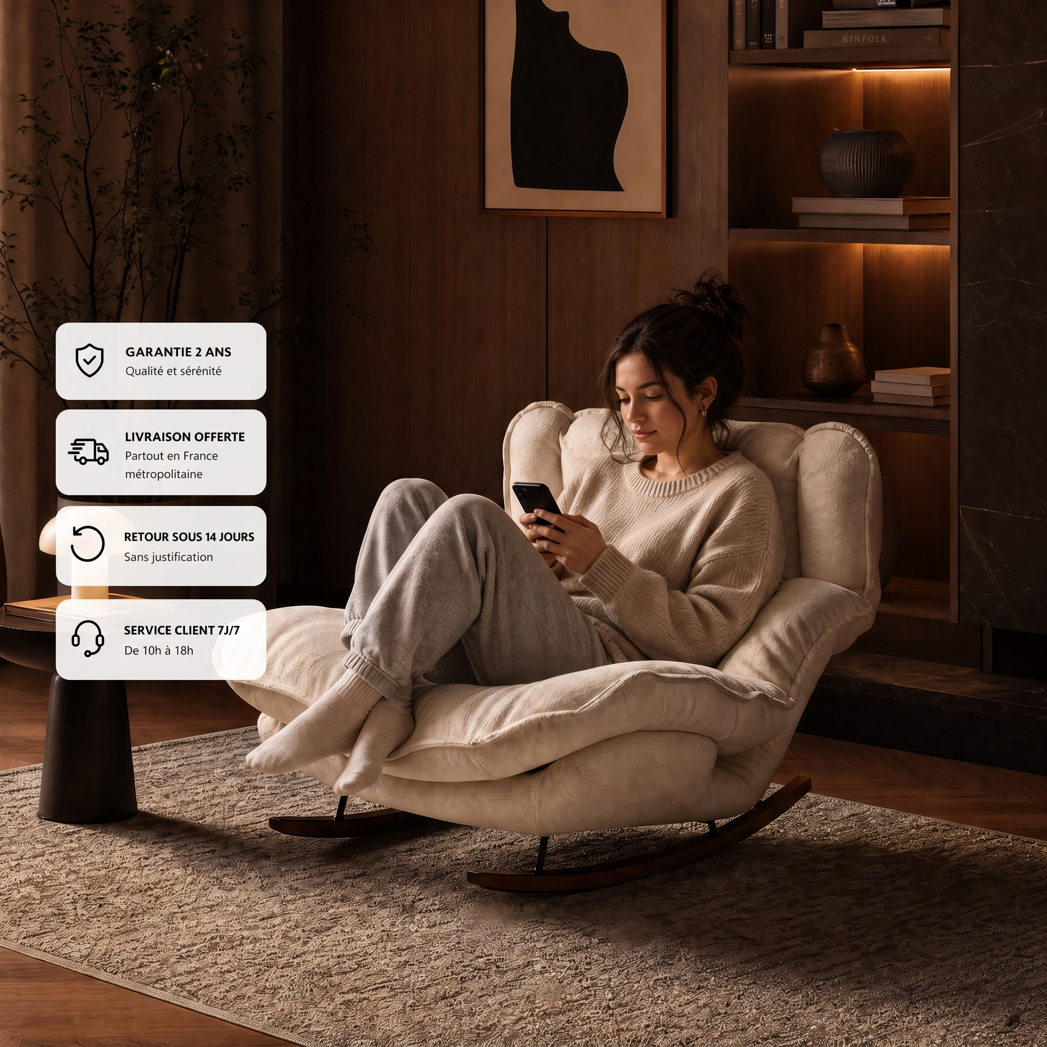 ROVA - Rocking chair tissu