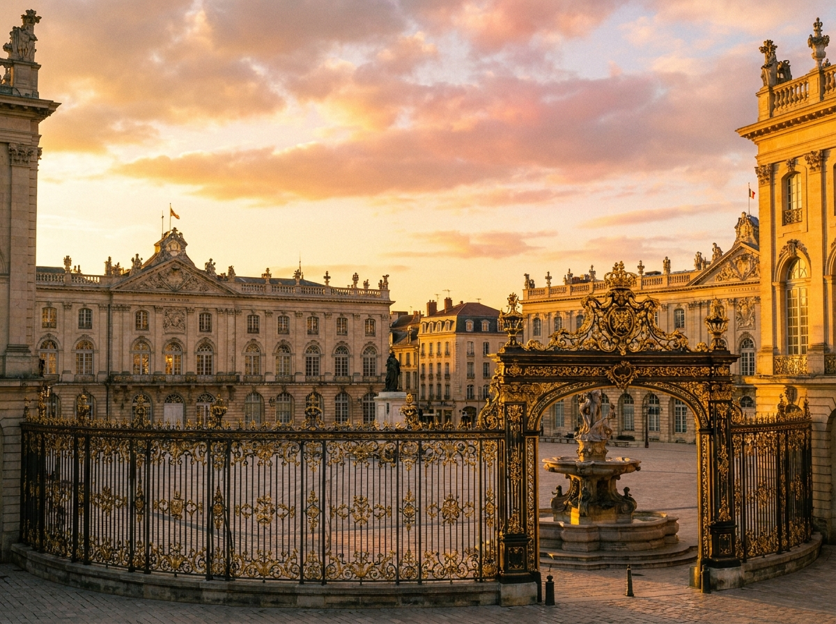 Place Stanislas à Nancy au coucher du soleil