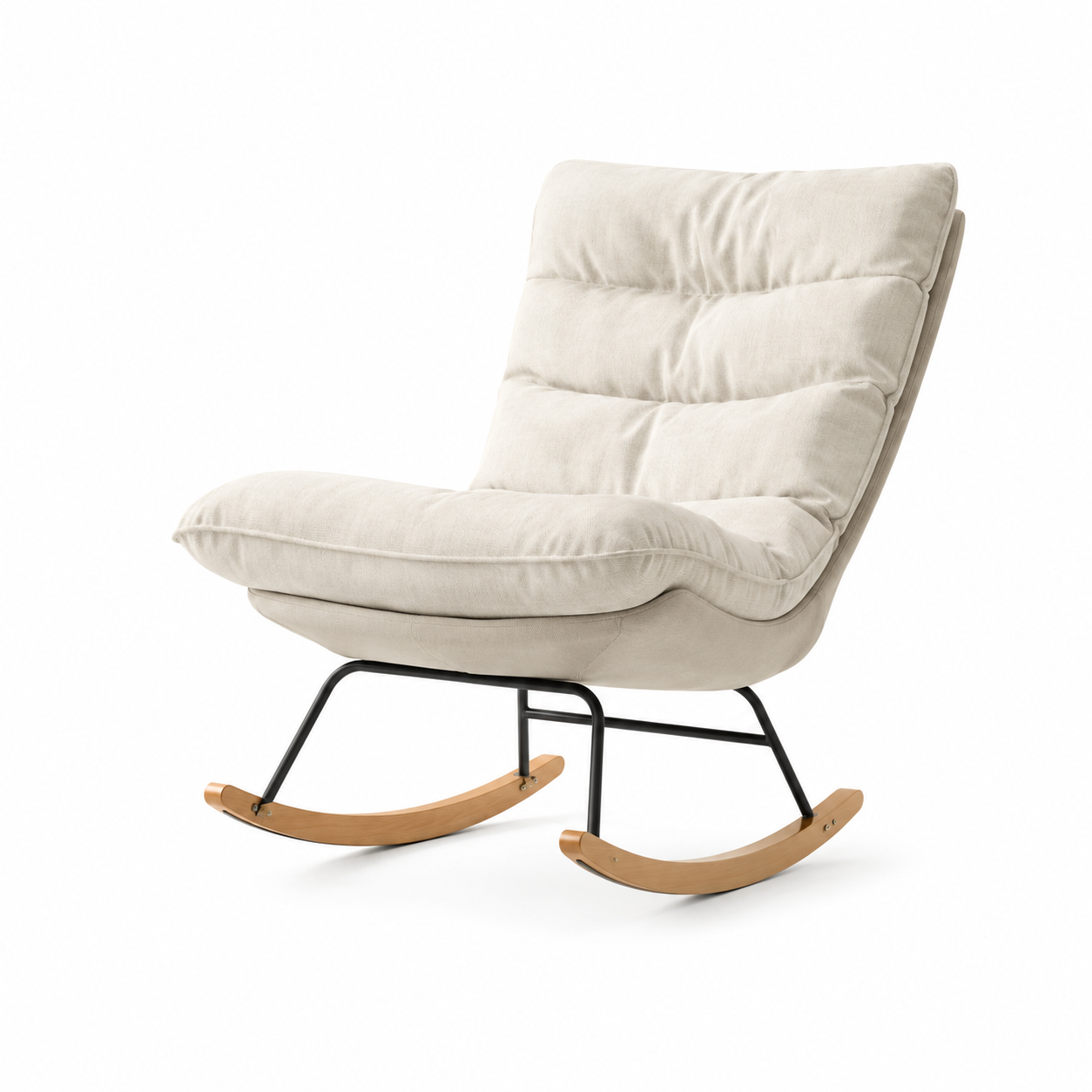 Rocking Chair MELO en tissu lin – vue de face