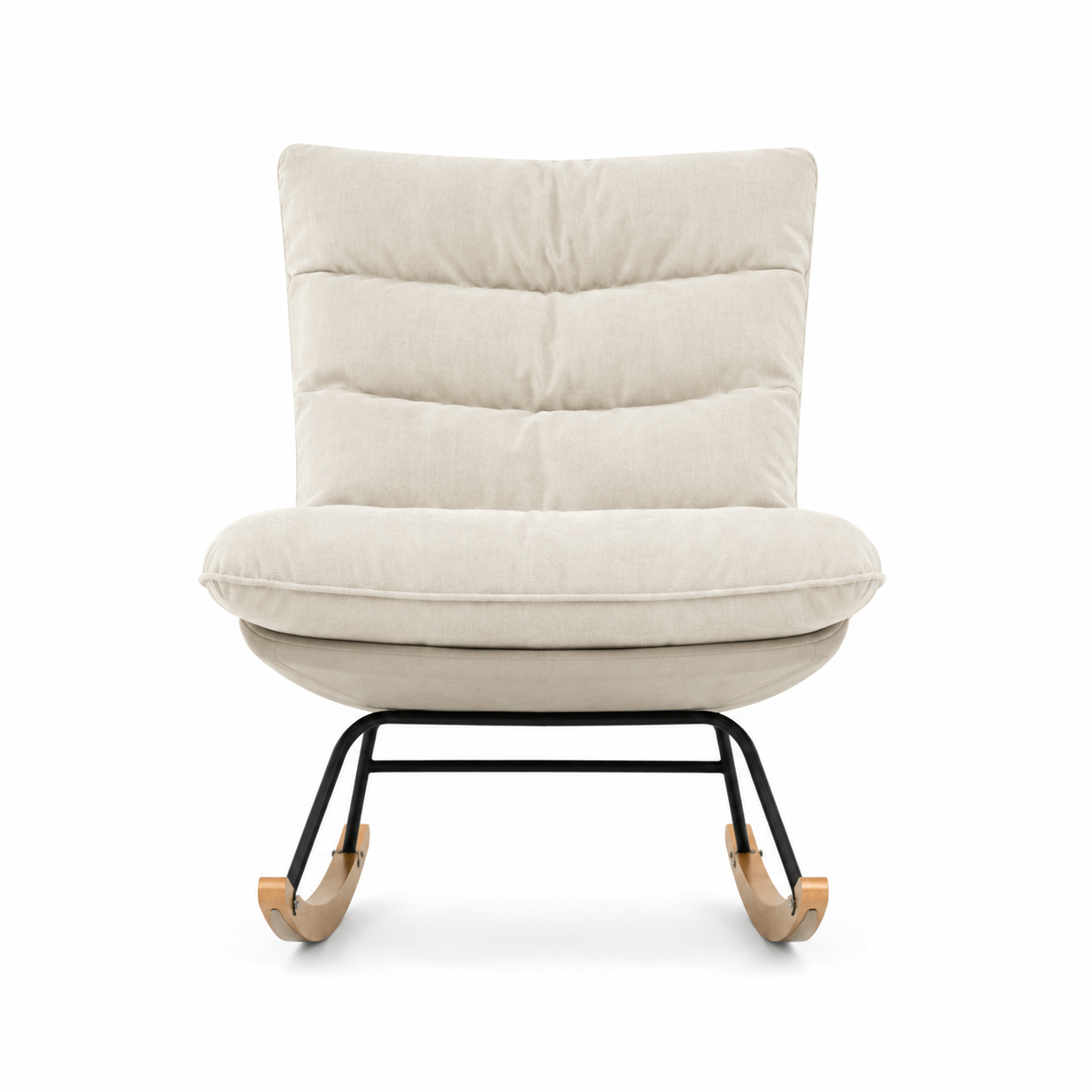 Rocking Chair MELO en tissu lin – vue de profil