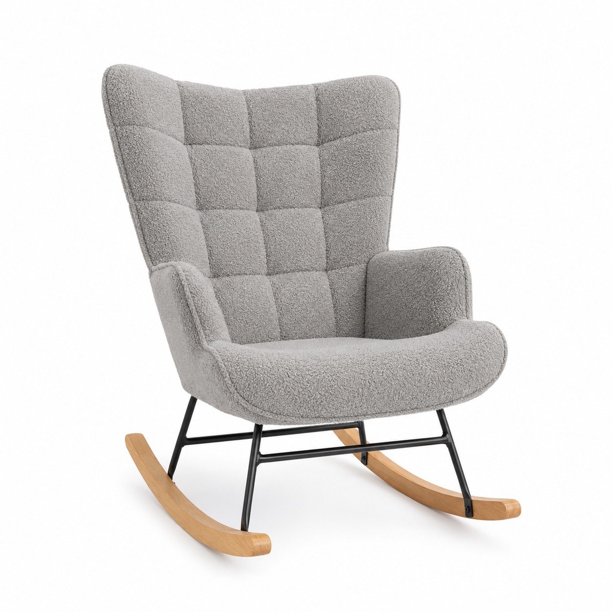 Rocking Chair NEVA en tissu teddy – vue de face