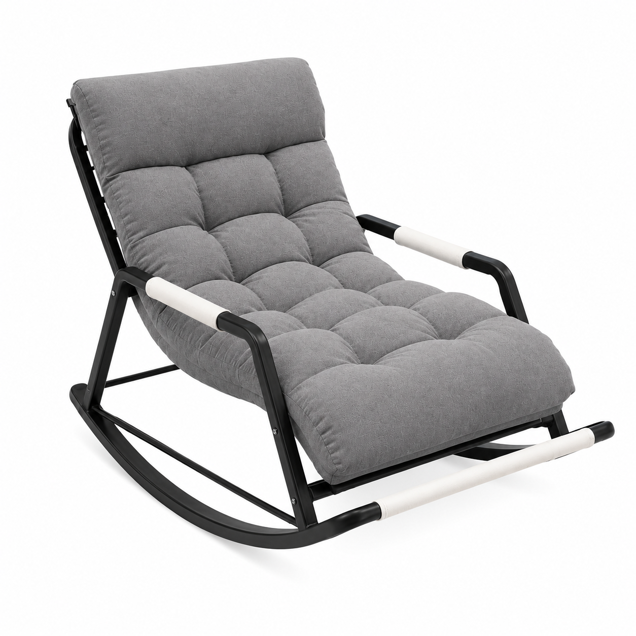 Rocking Chair OKLO en tissu capitonné – vue d'ambiance